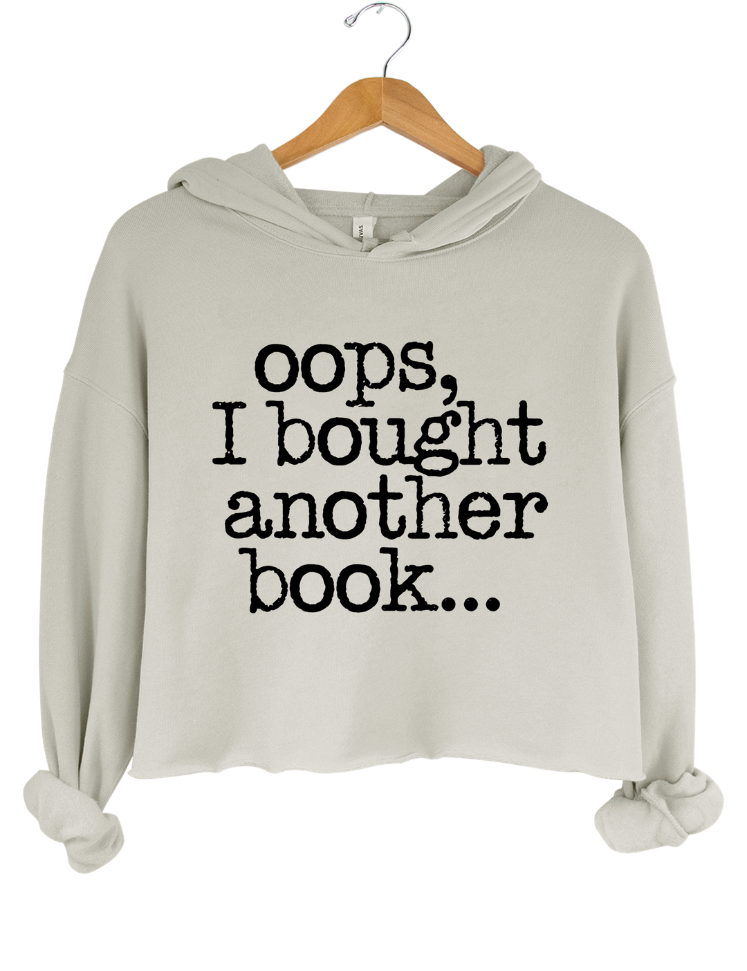 Oops I Bought Another Book Crop Hoodie - Gray