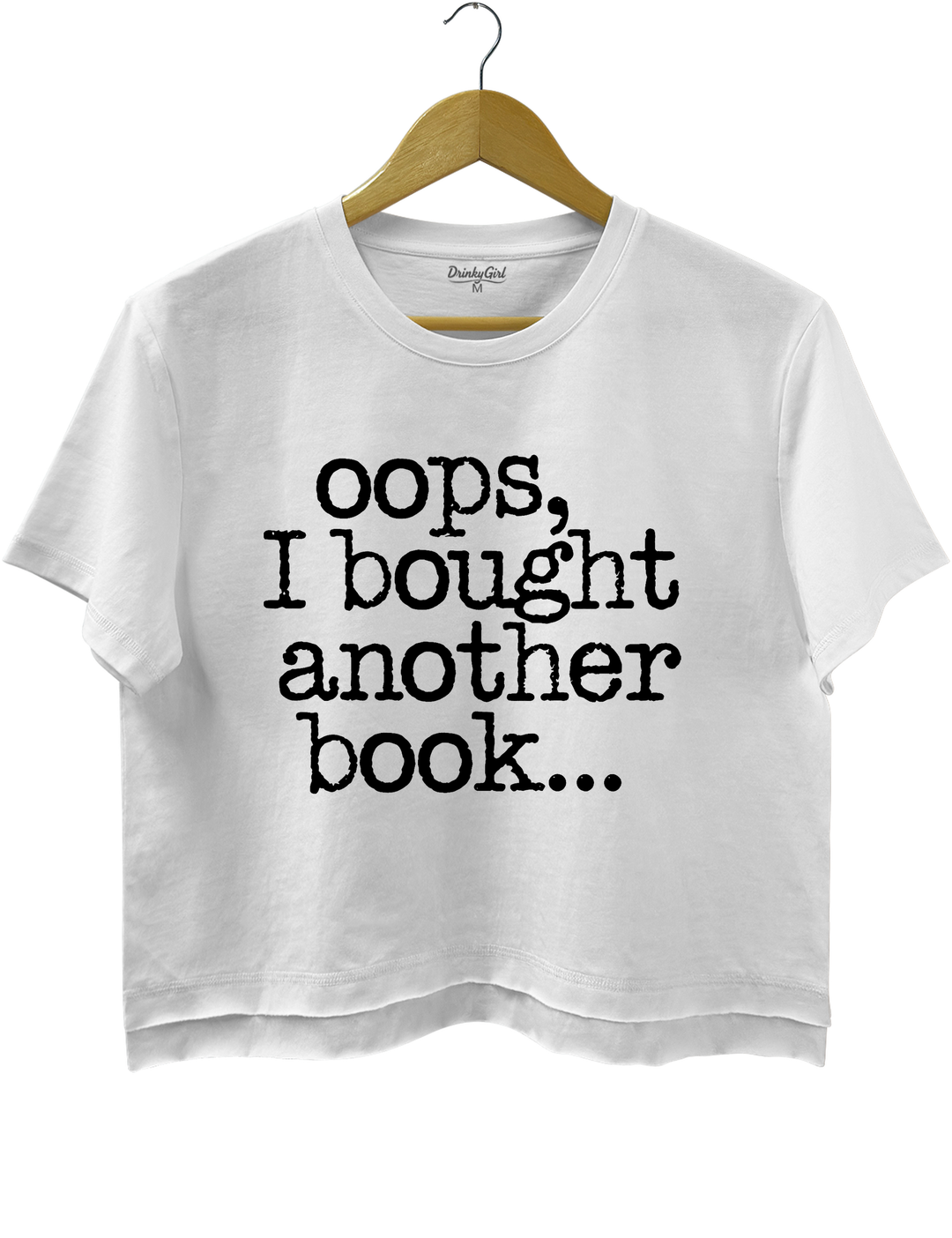 Oops I Bought Another Book Crop Top - White