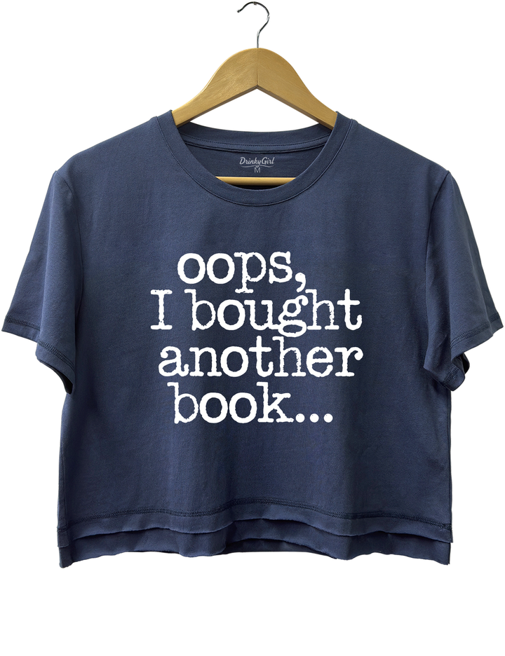 Oops I Bought Another Book Crop Top - Navy Blue