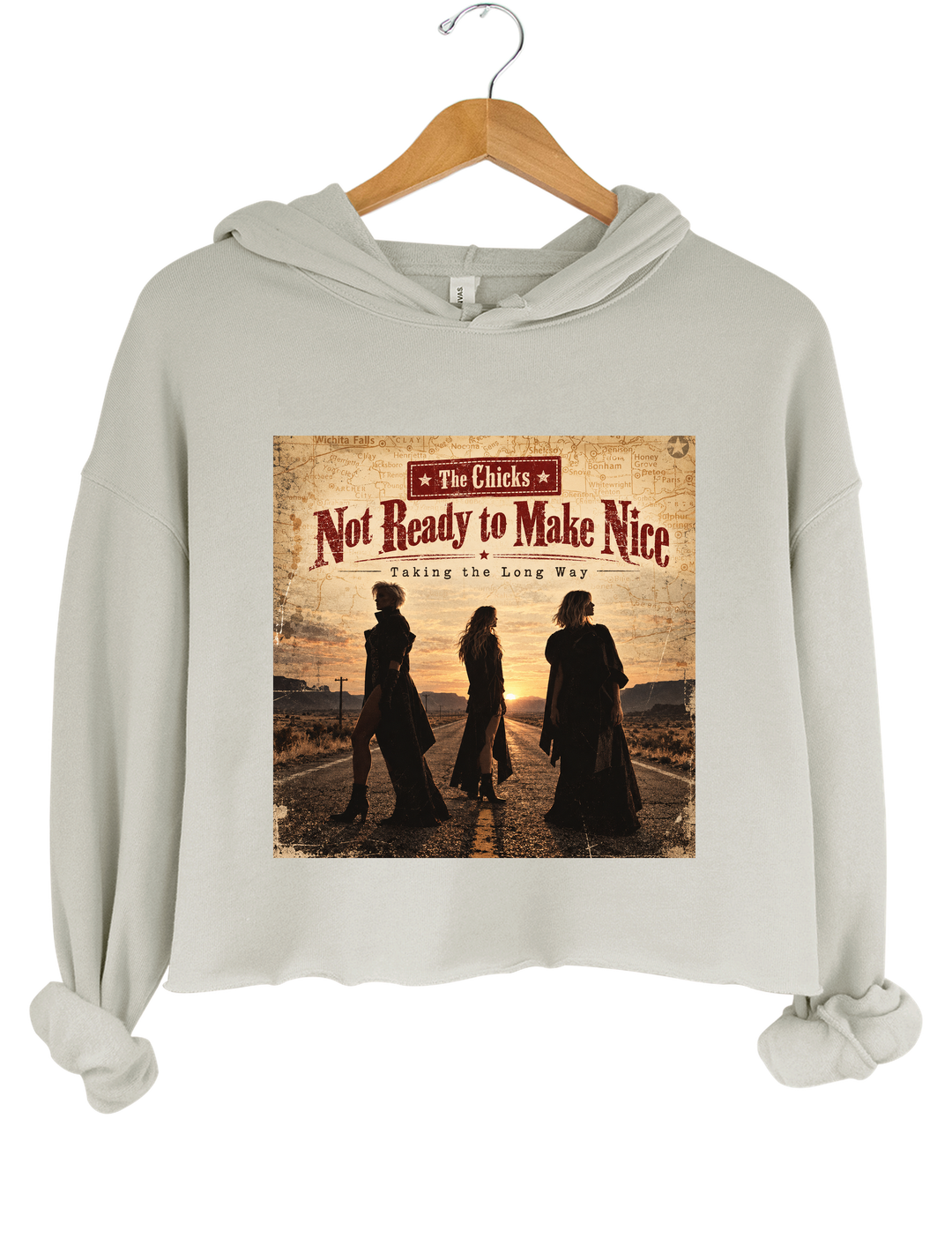 The Chicks Not Ready to Make Nice Taking the Long Way Crop Hoodie - Gray