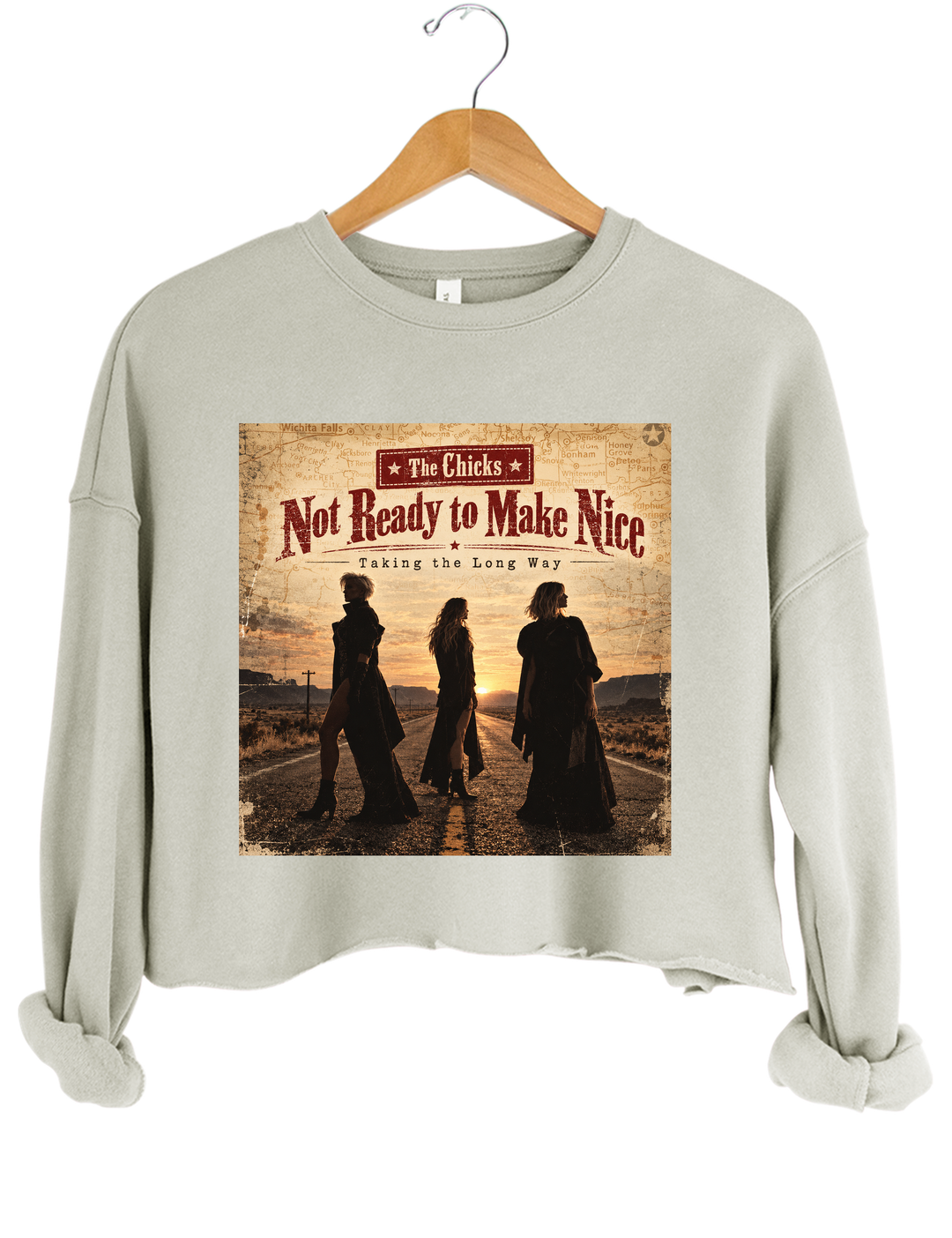 The Chicks Not Ready to Make Nice Taking the Long Way Crop Sweatshirt - Gray
