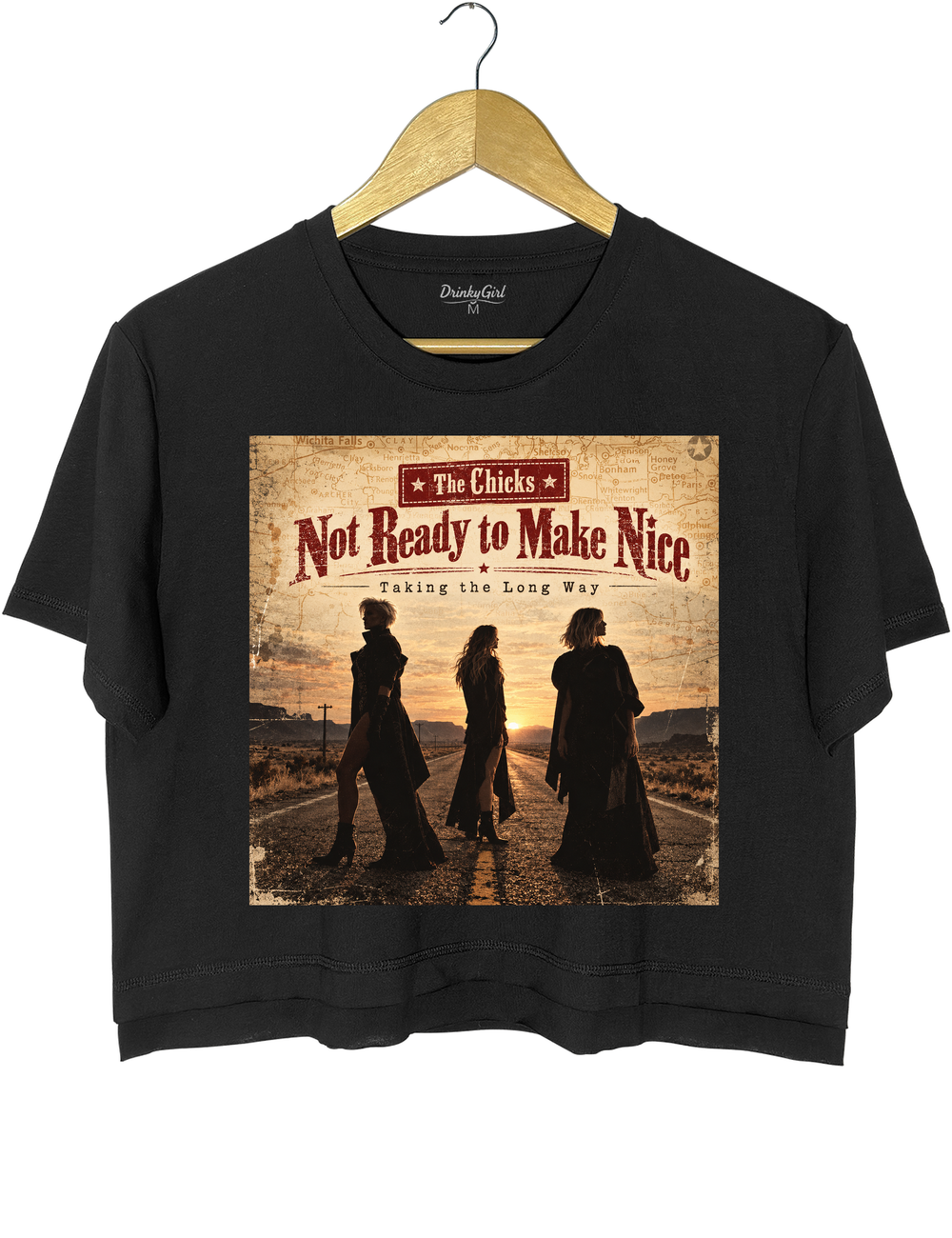 The Chicks Not Ready to Make Nice Taking the Long Way Crop Top - Black