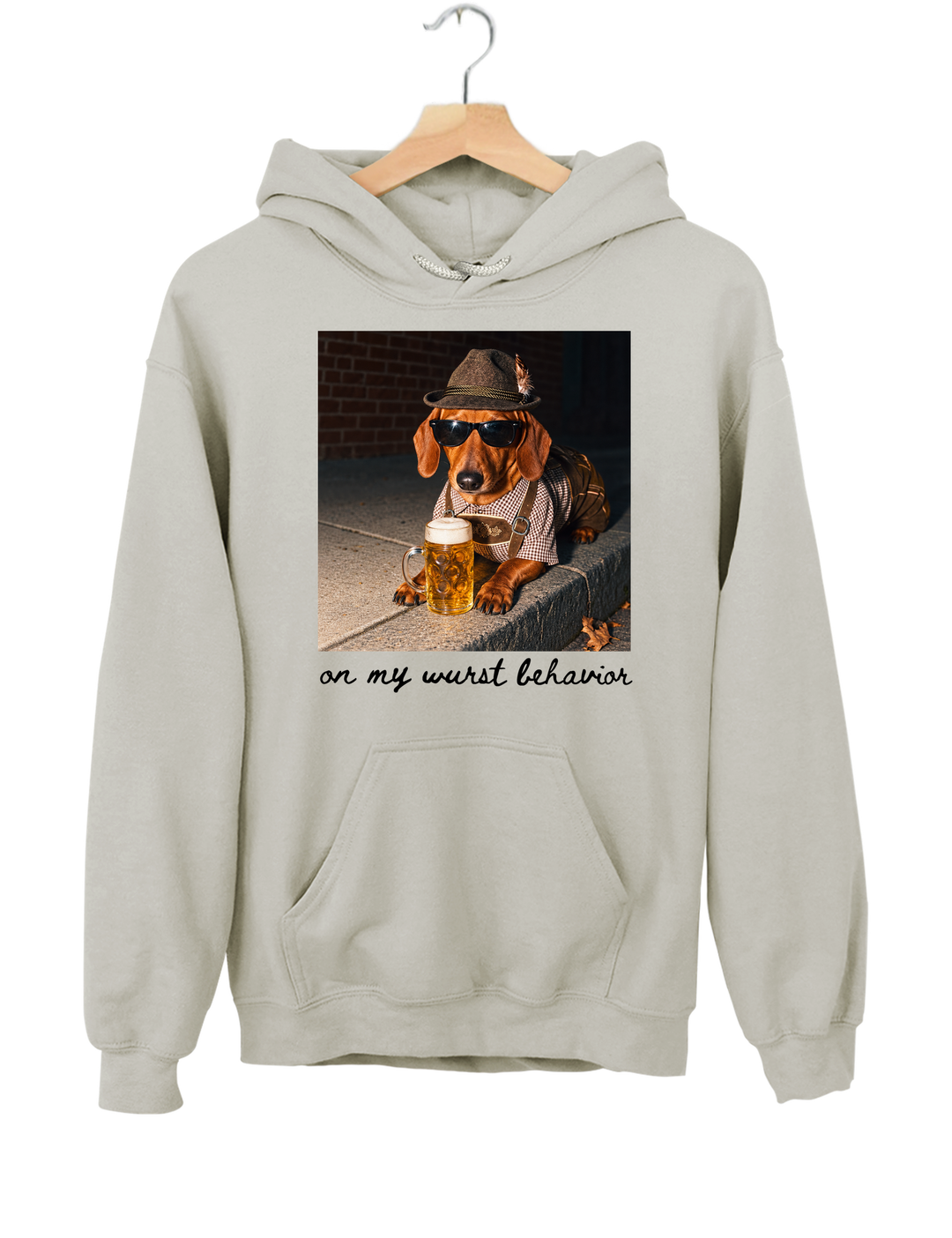 Dachshund Oktoberfest On My Wurst Behavior Hoodie - Gray