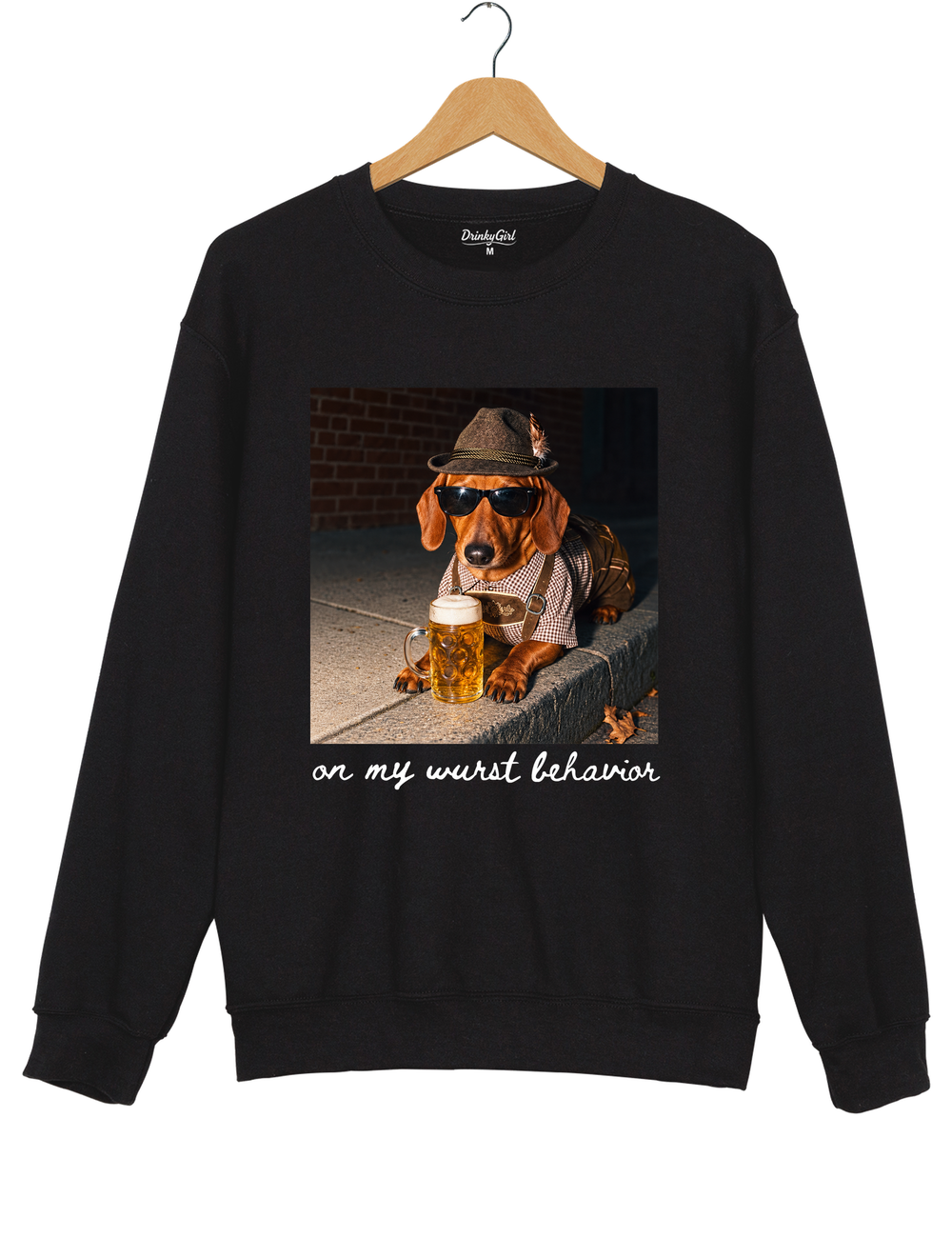 Dachshund Oktoberfest On My Wurst Behavior Sweatshirt - Black