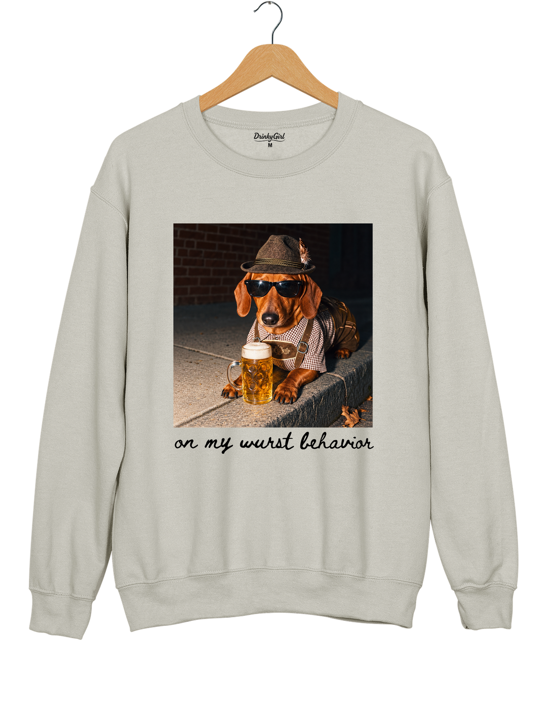 Dachshund Oktoberfest On My Wurst Behavior Sweatshirt - Gray