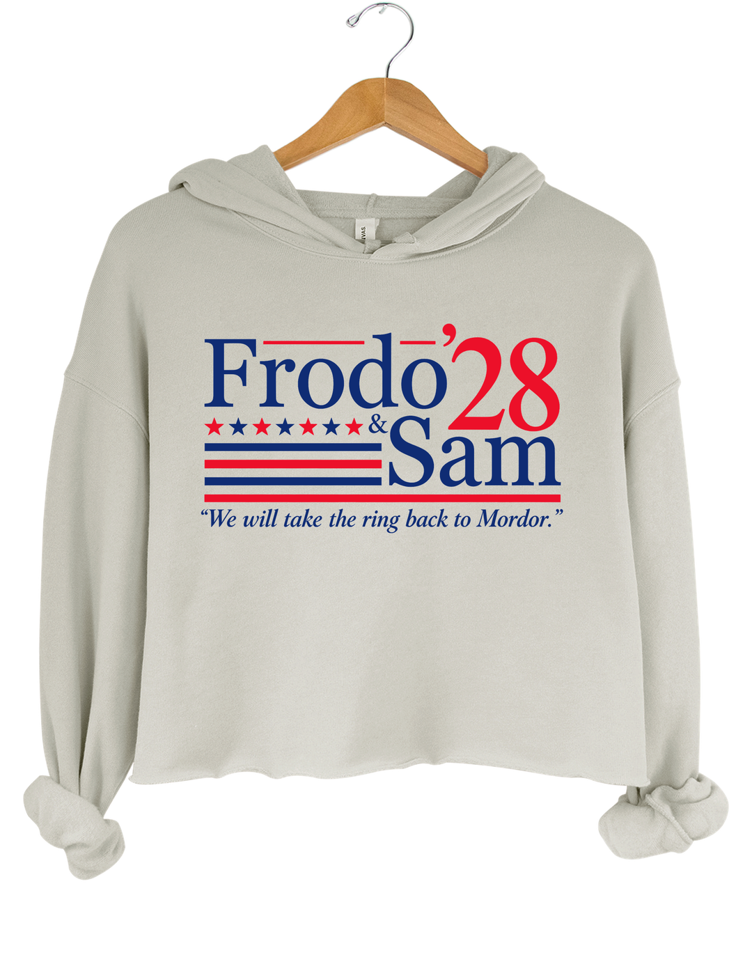 Frodo and Sam 2028 Lord of the Rings Crop Hoodie - Gray