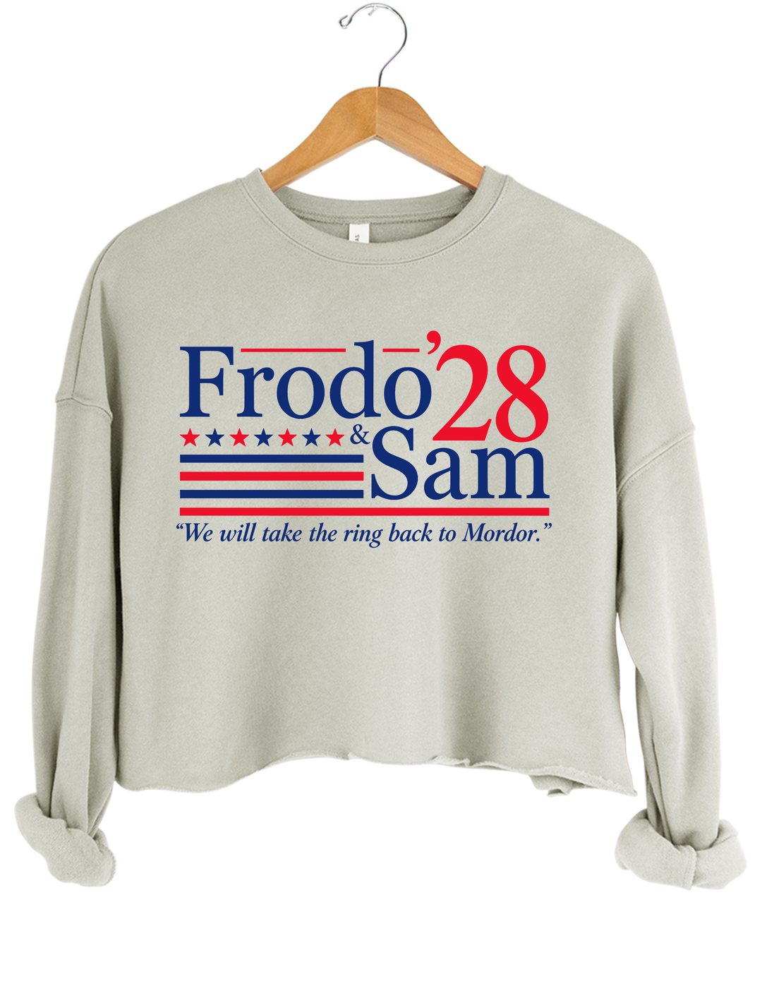 Frodo and Sam 2028 Lord of the Rings Crop Sweatshirt - Gray
