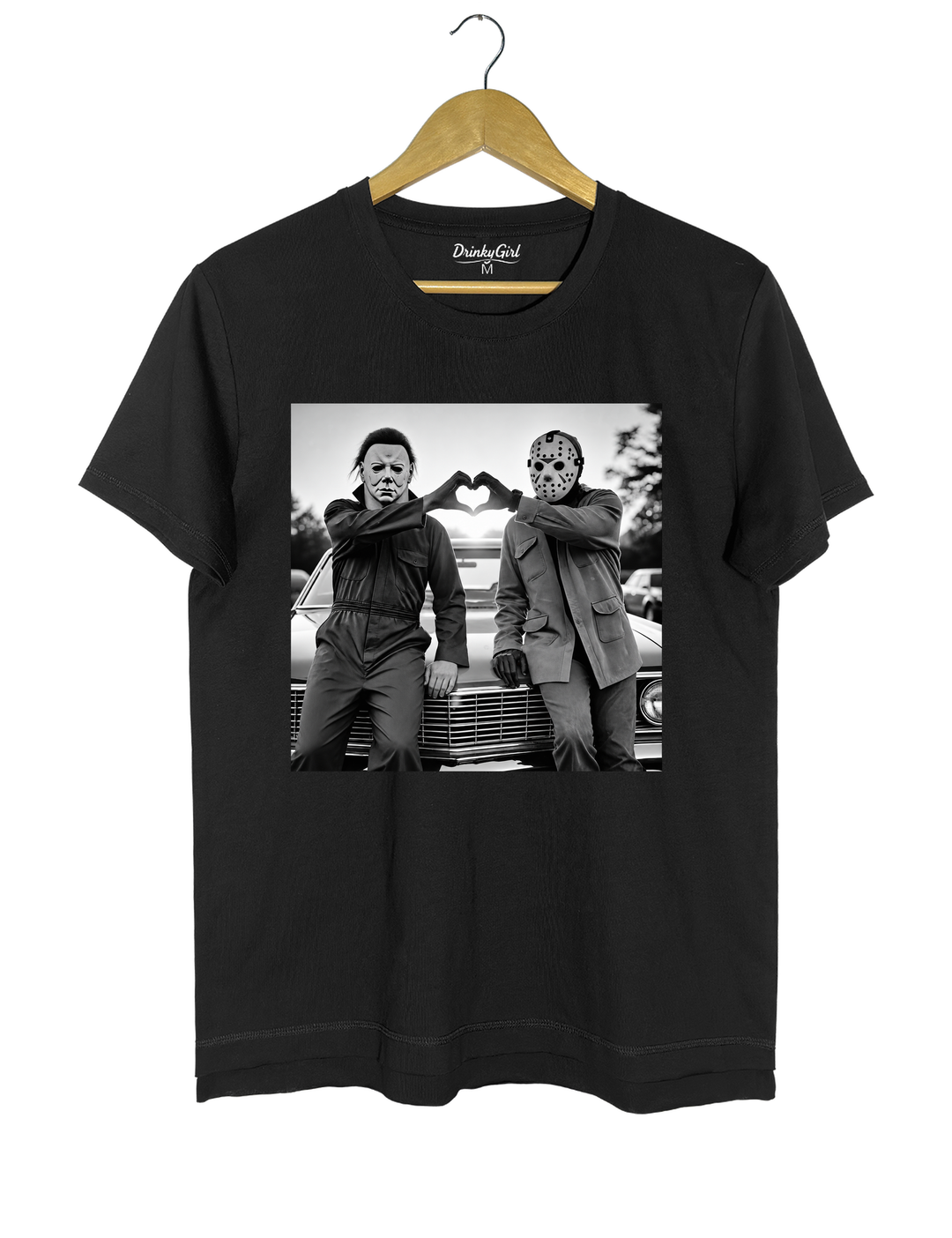 Michael and Jason Heart Hands Halloween Tee - Black