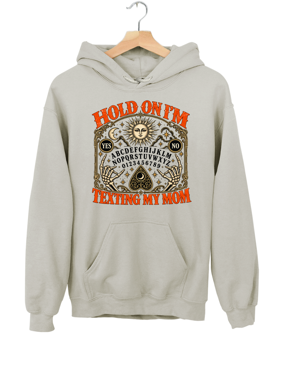 Hold On I’m Texting My Mom Funny Halloween Hoodie - Gray