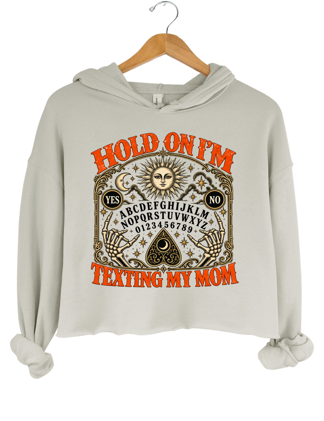 Hold On I’m Texting My Mom Funny Halloween Crop Hoodie