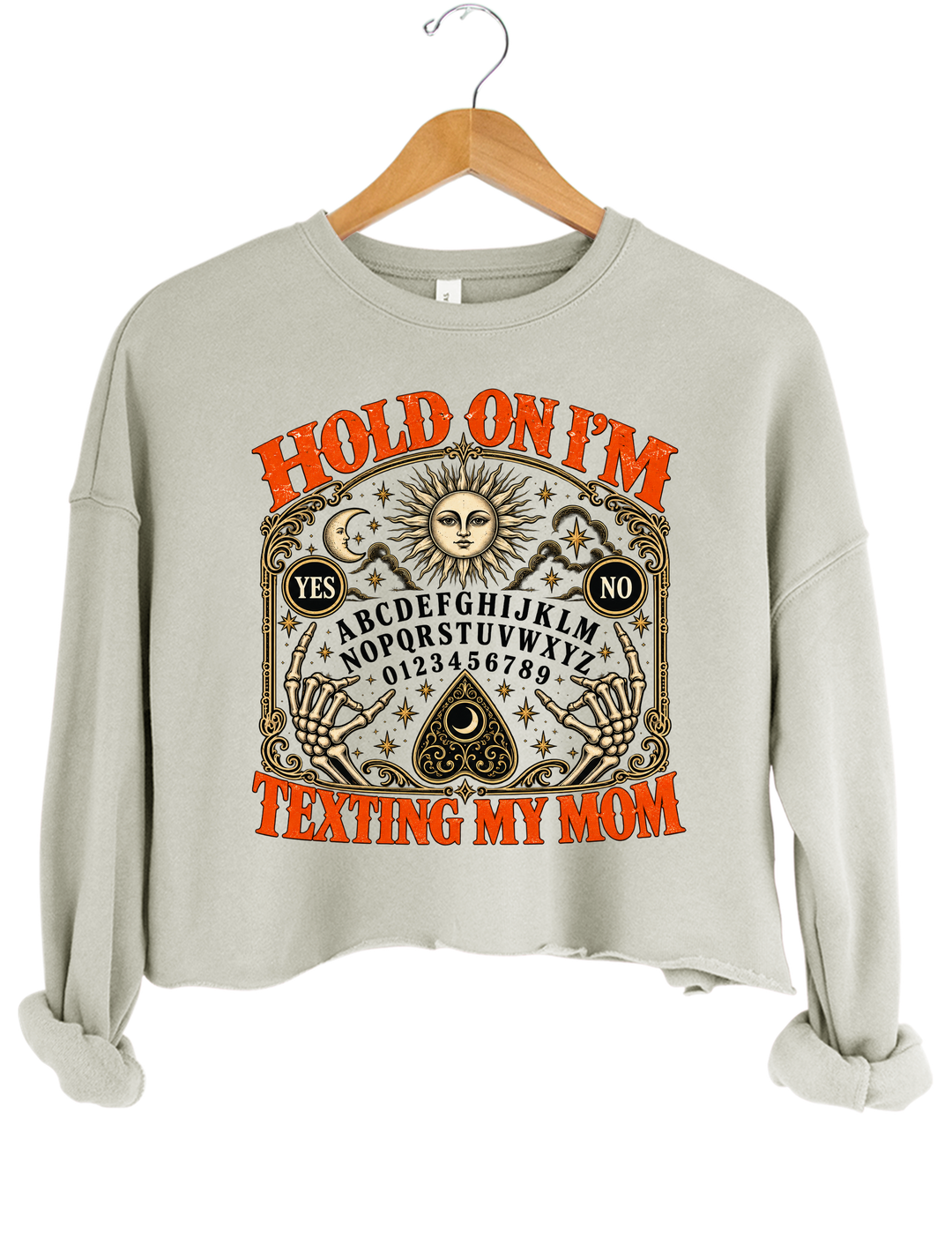 Hold On I’m Texting My Mom Funny Halloween Crop Sweatshirt