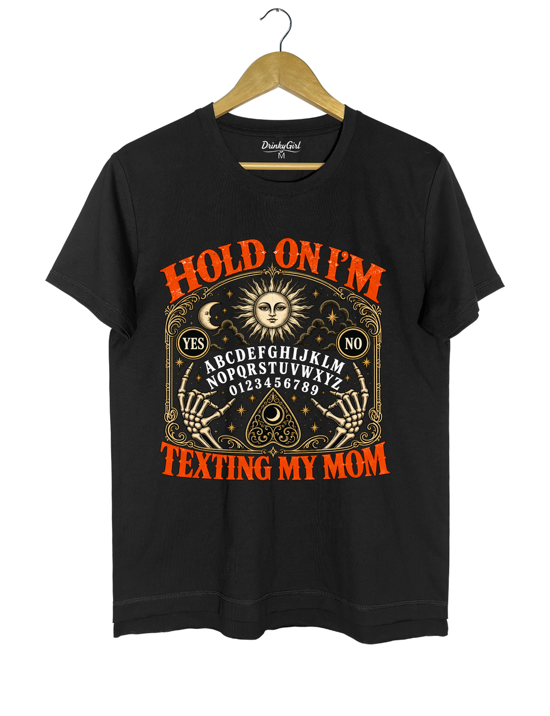 Hold On I’m Texting My Mom Funny Halloween Tee - Black