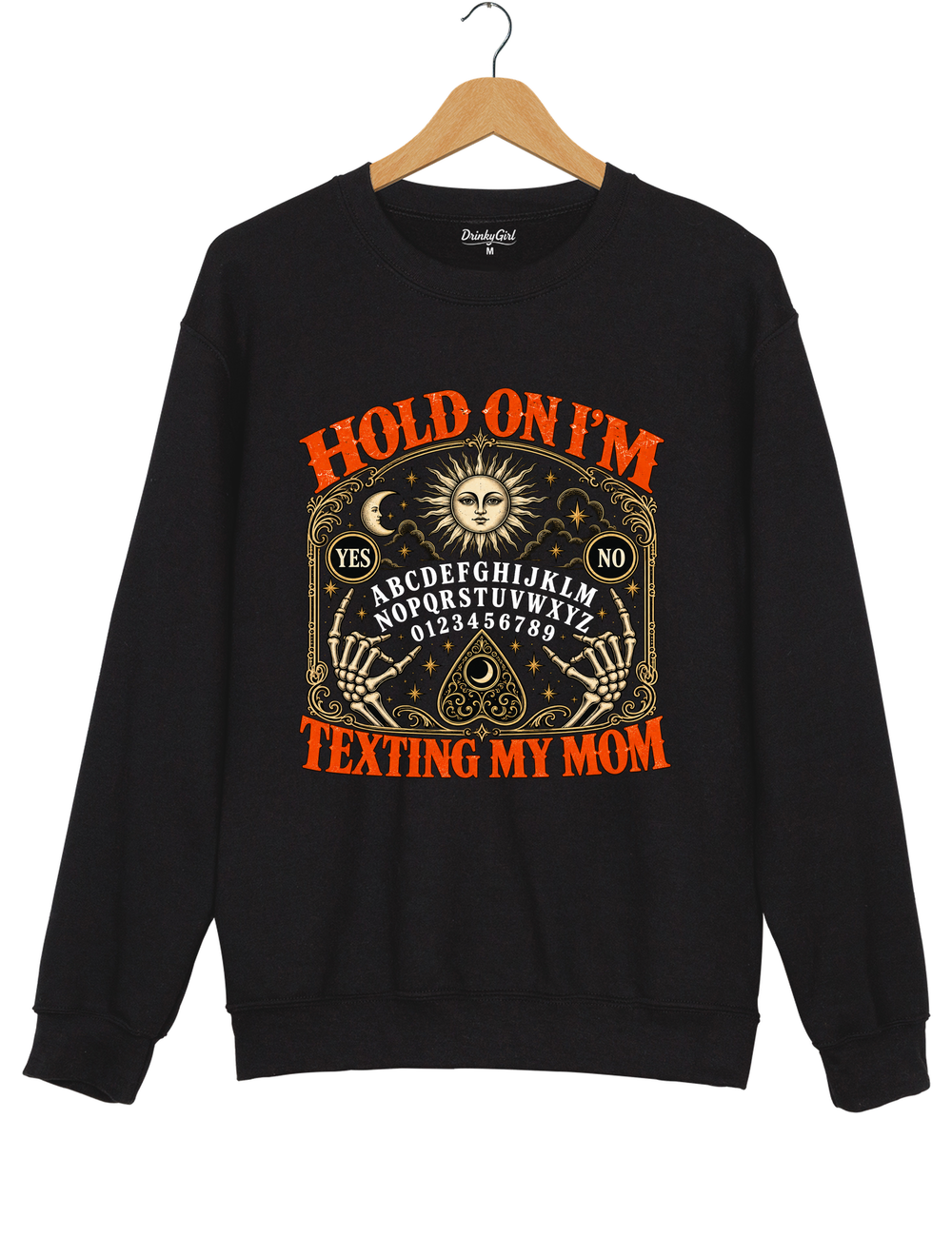 Hold On I’m Texting My Mom Funny Halloween Sweatshirt - Black