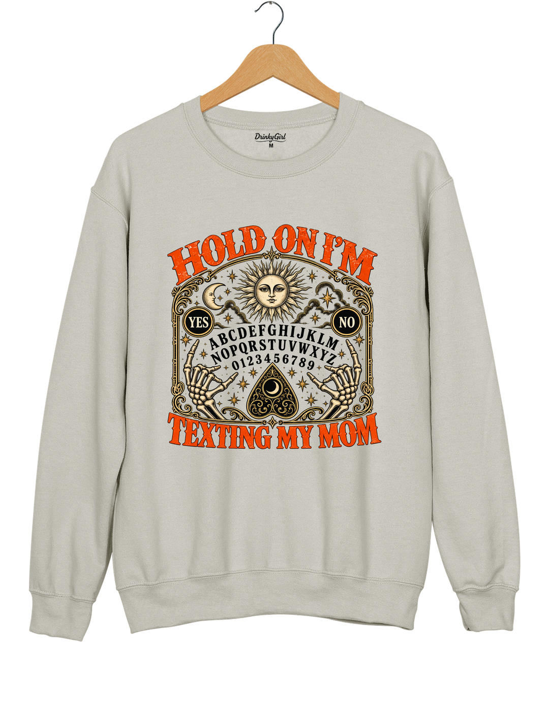 Hold On I’m Texting My Mom Funny Halloween Sweatshirt - Gray