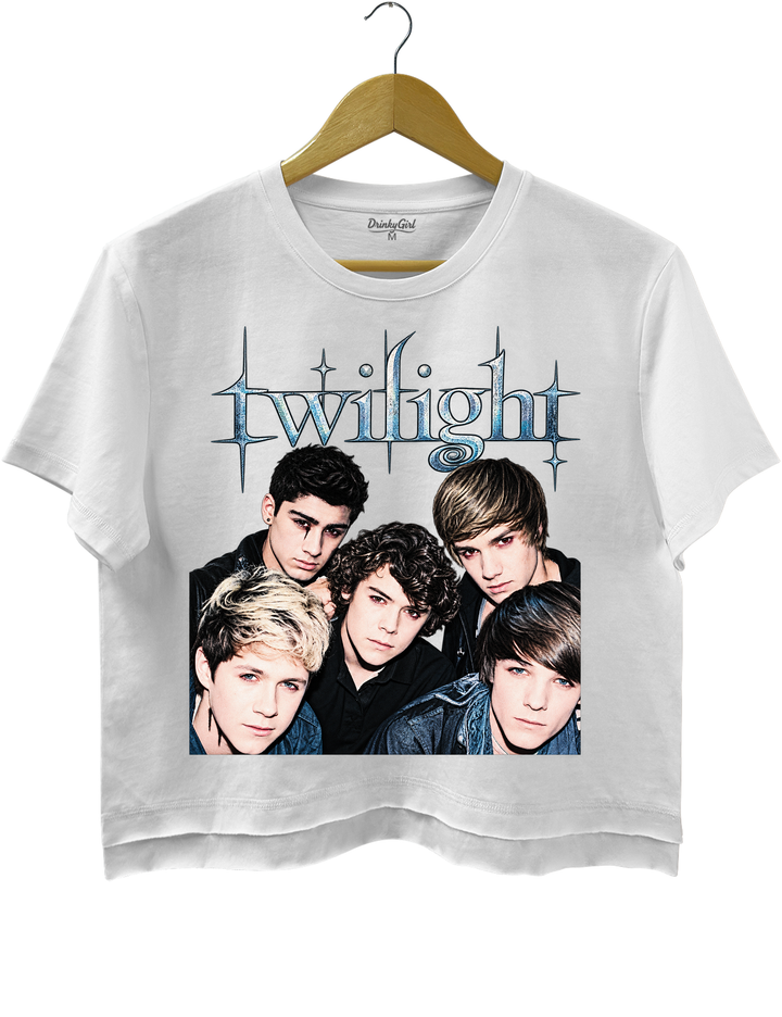 Retro One Direction Twilight Crop Top - White