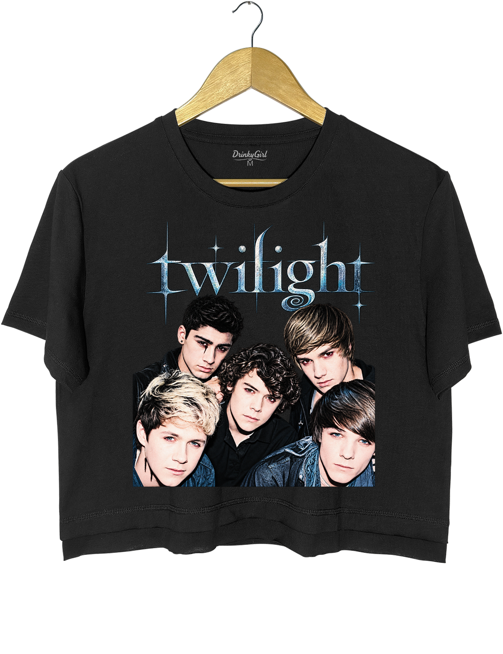 Retro One Direction Twilight Crop Top - Black
