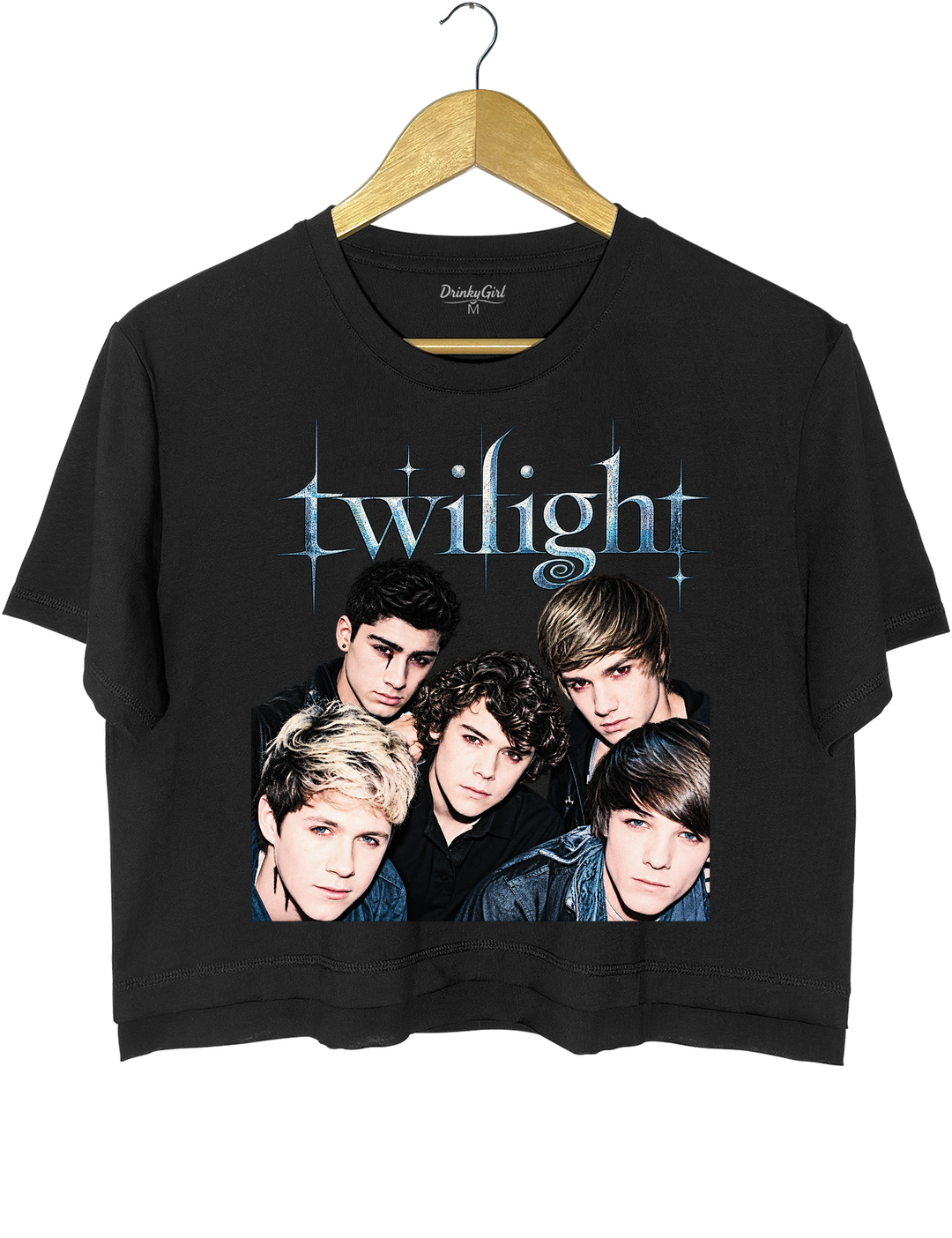 Retro One Direction Twilight Crop Top - Black