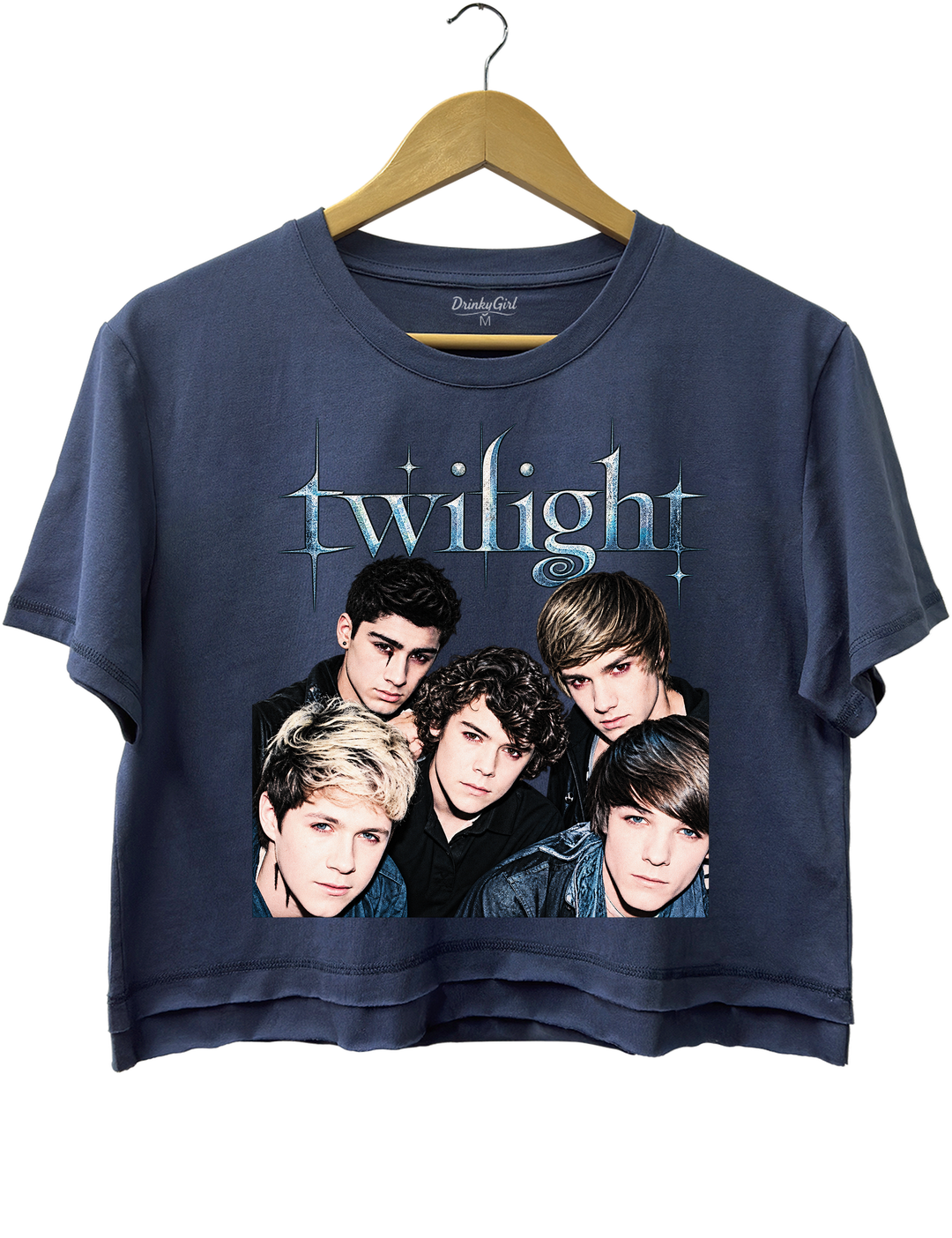 Retro One Direction Twilight Crop Top - Navy Blue