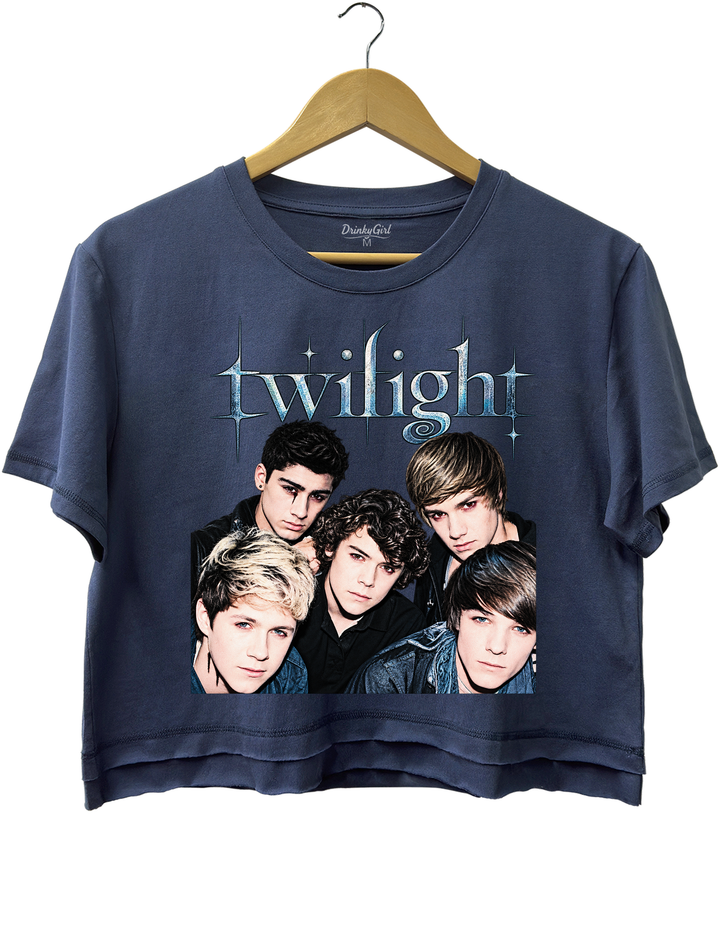 Retro One Direction Twilight Crop Top - Navy Blue