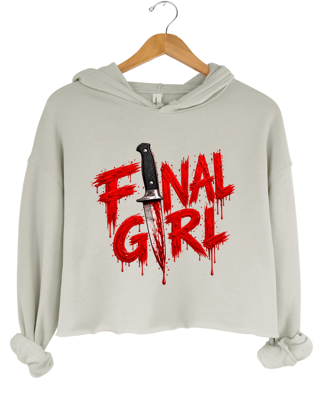 Final Girl Crop Hoodie - Gray