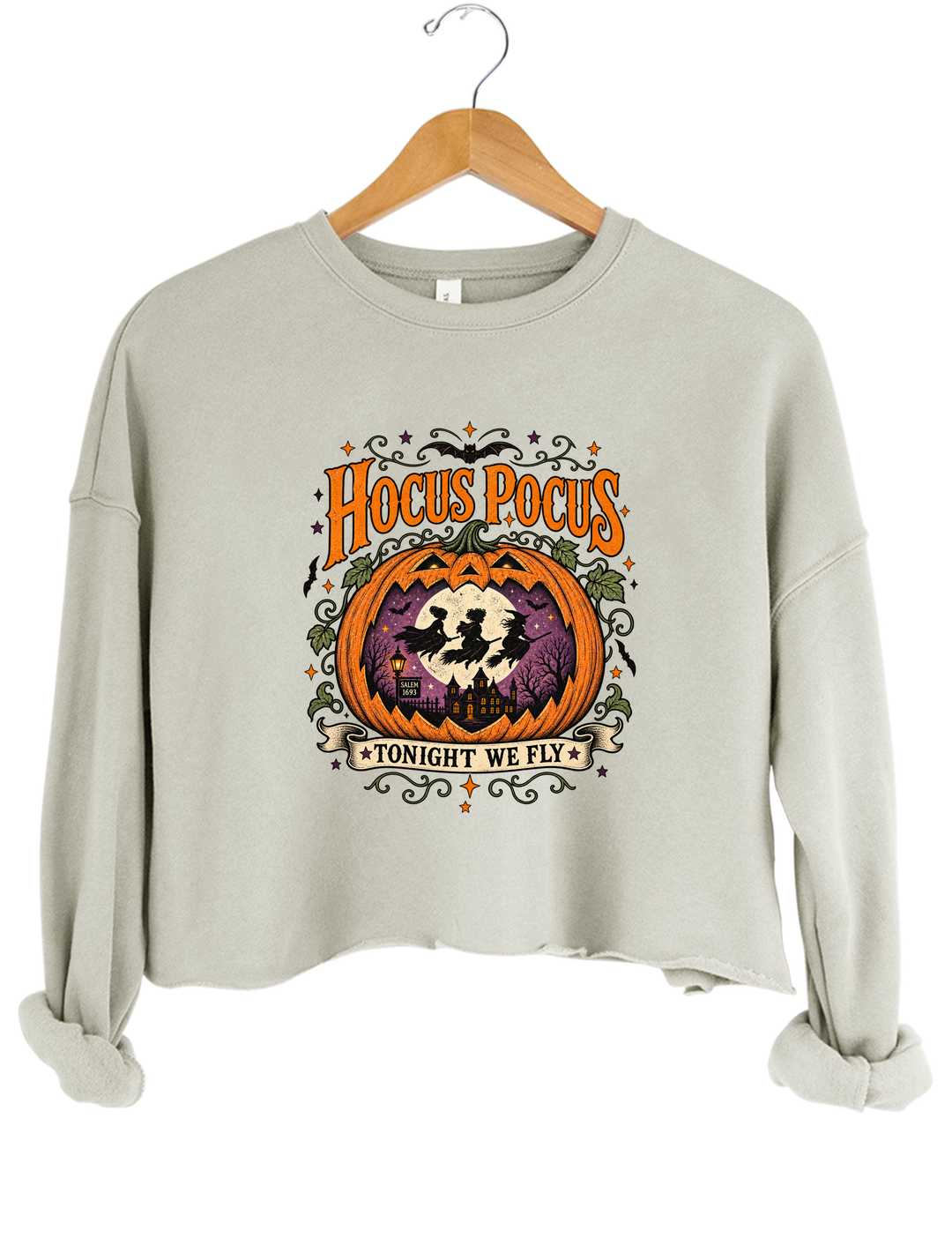 Pumpkin Hocus Pocus Crop Sweatshirt - Gray