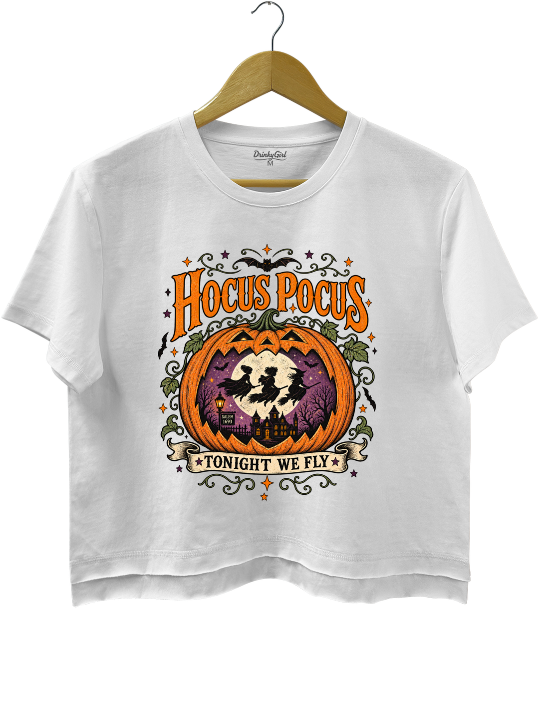 Pumpkin Hocus Pocus Crop Top - White