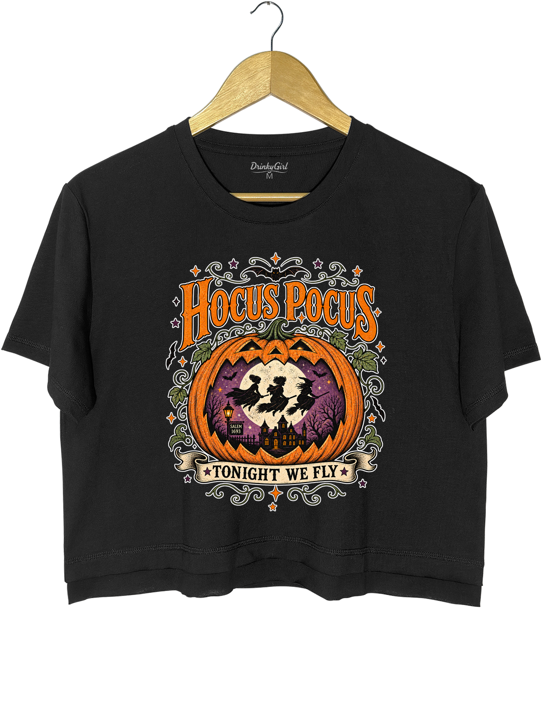 Pumpkin Hocus Pocus Crop Top - Black