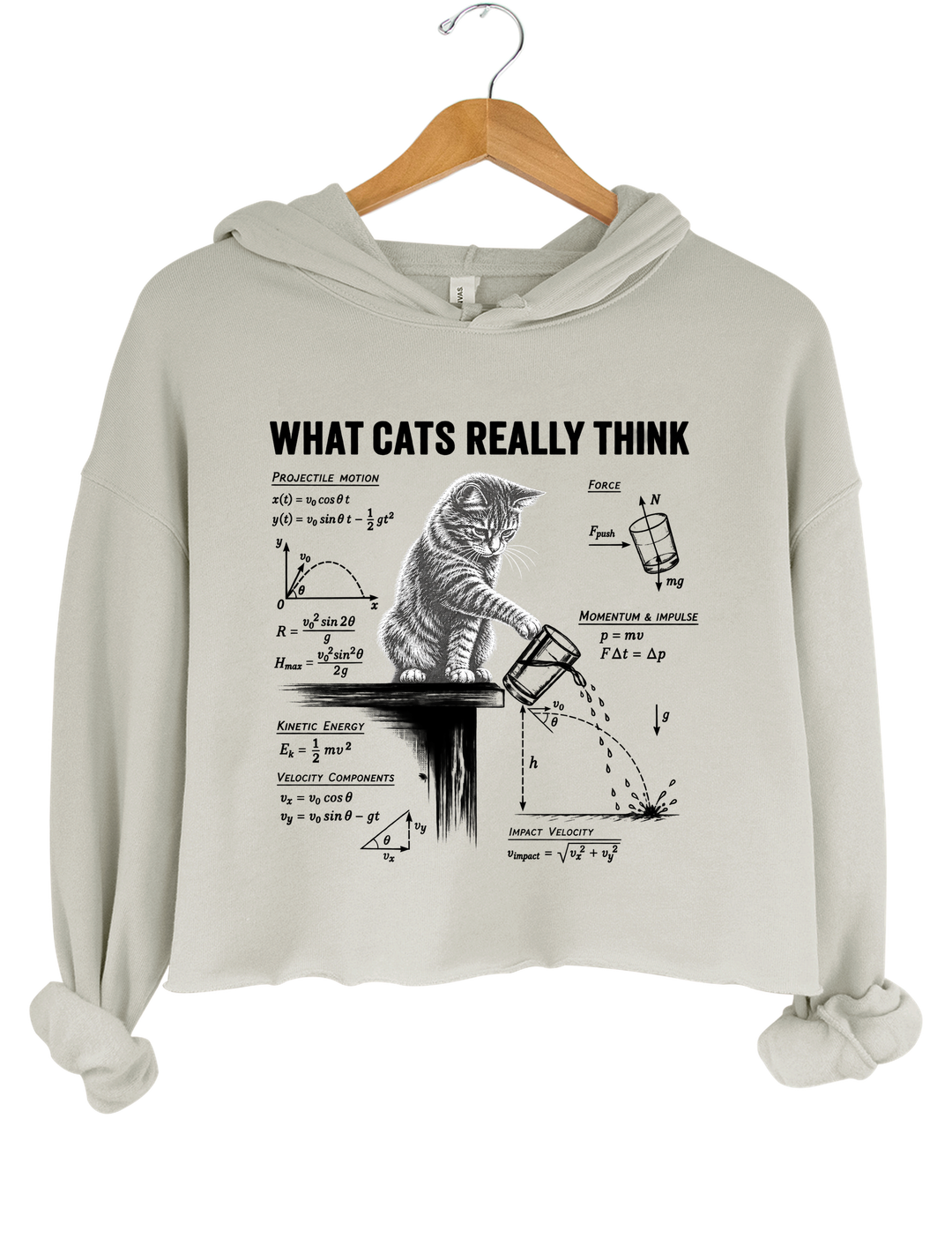 What Cats Really Think Crop Hoodie - Gray