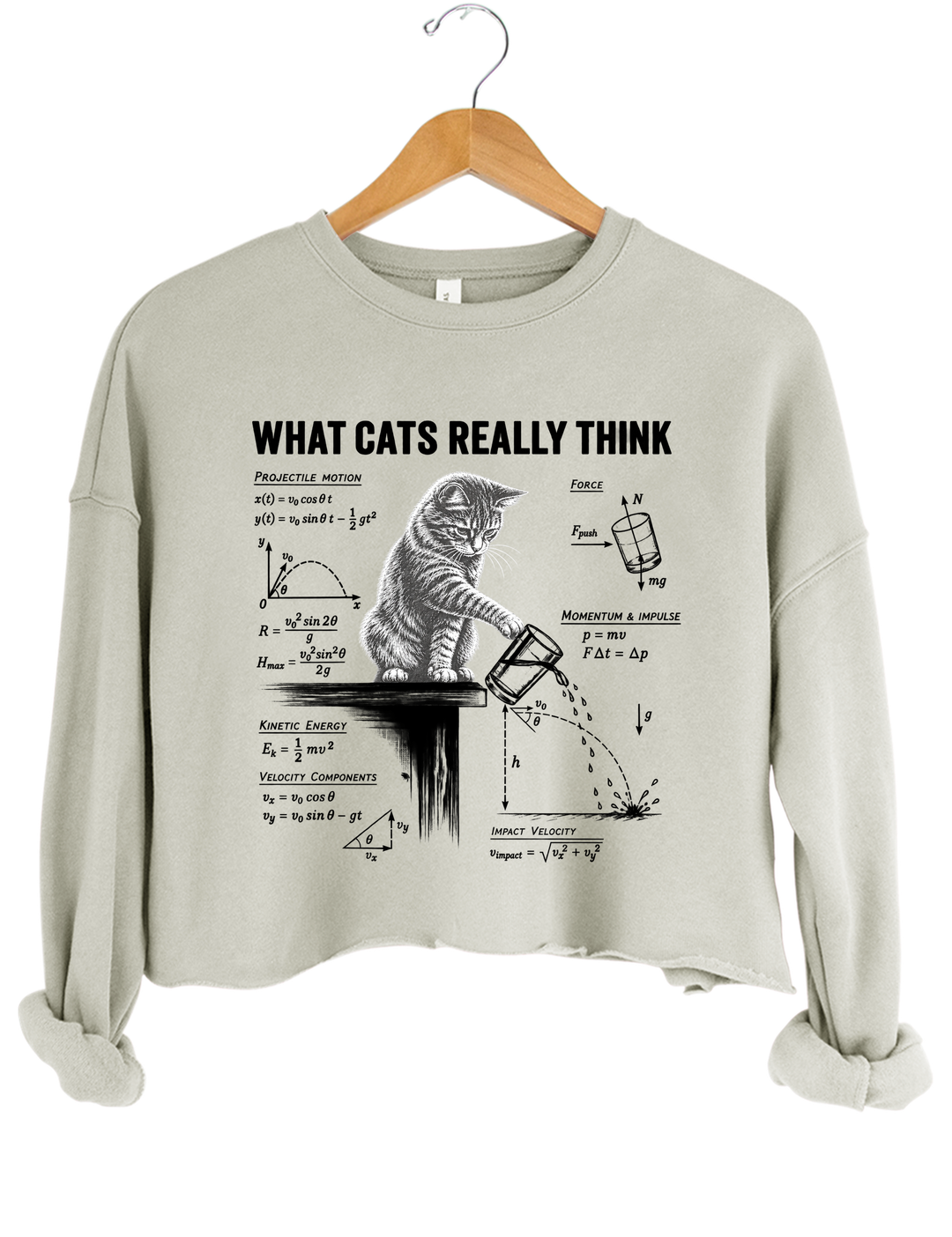 What Cats Really Think Crop Sweatshirt - Gray