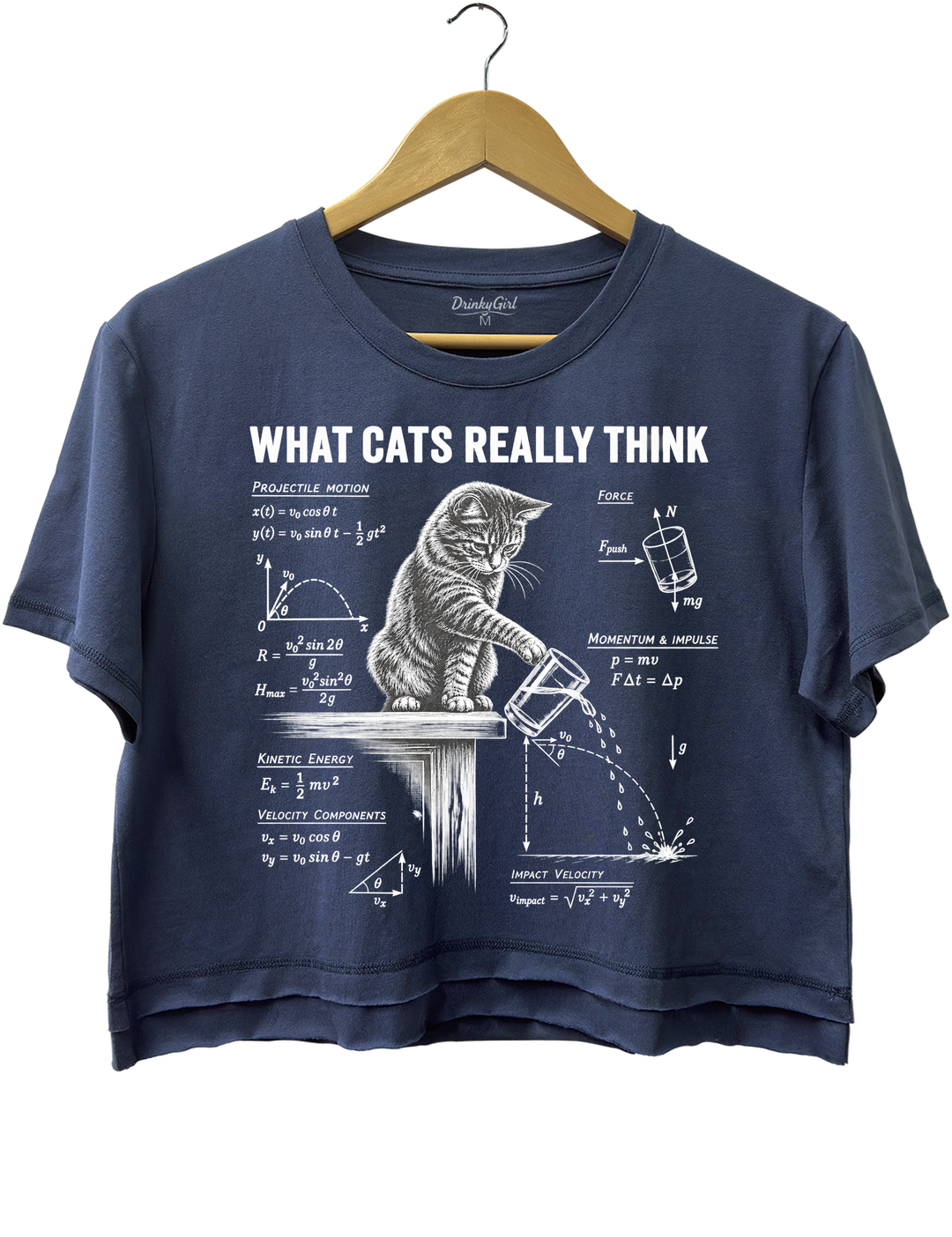What Cats Really Think Crop Top - Navy Blue