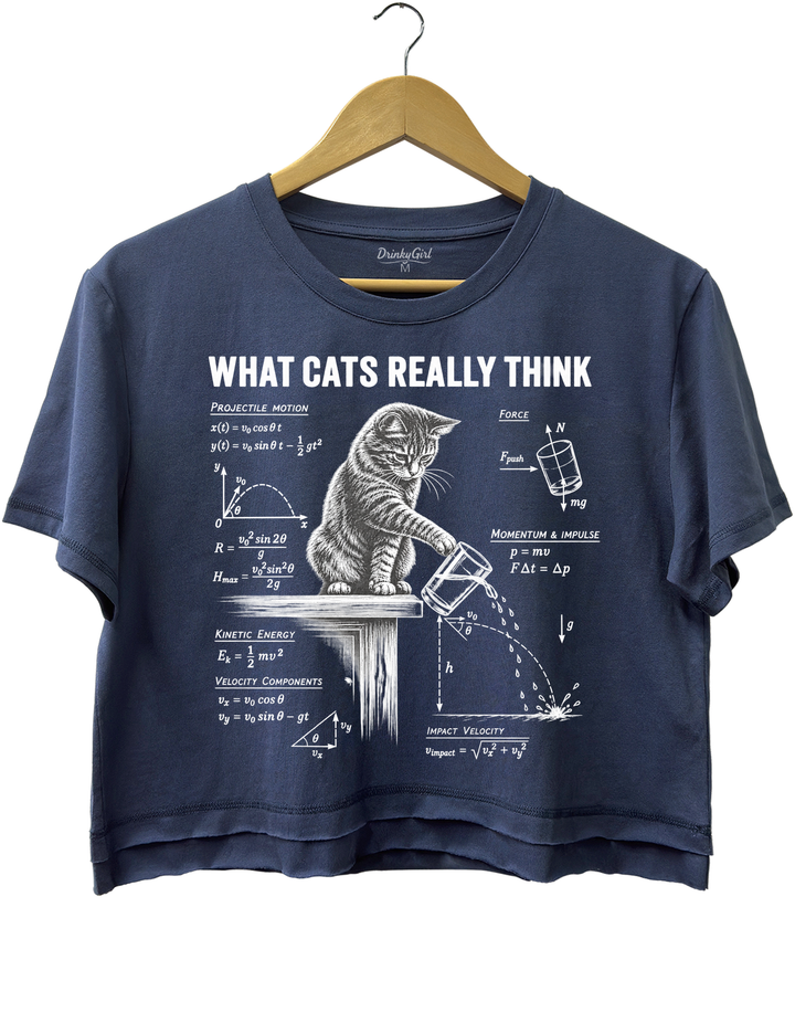 What Cats Really Think Crop Top - Navy Blue
