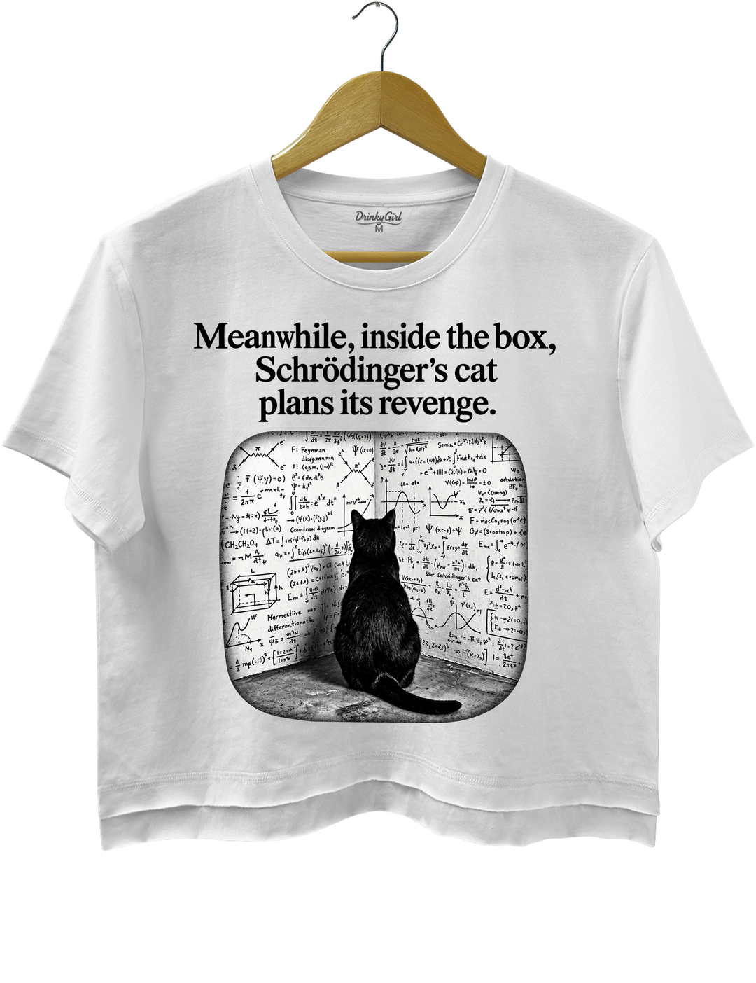Schrödinger Cat Crop Top - White