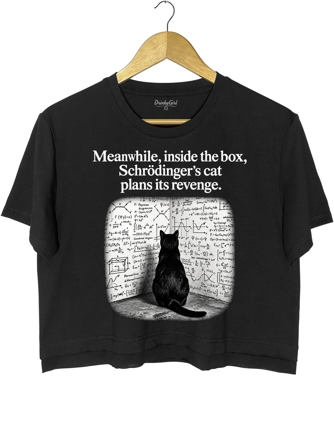 Schrödinger Cat Crop Top - Black