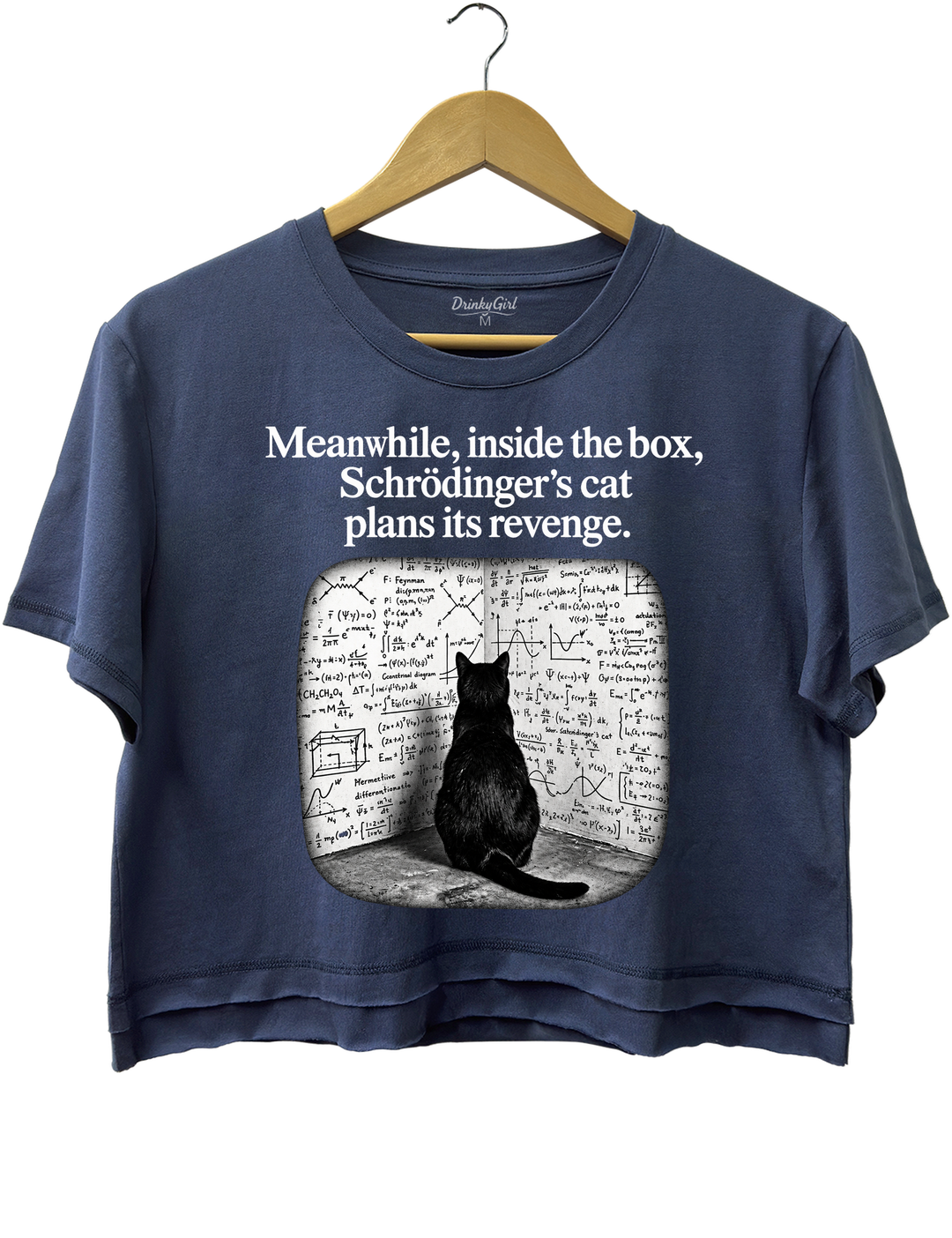 Schrödinger Cat Crop Top - Navy Blue
