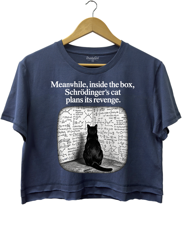 Schrödinger Cat Crop Top - Navy Blue