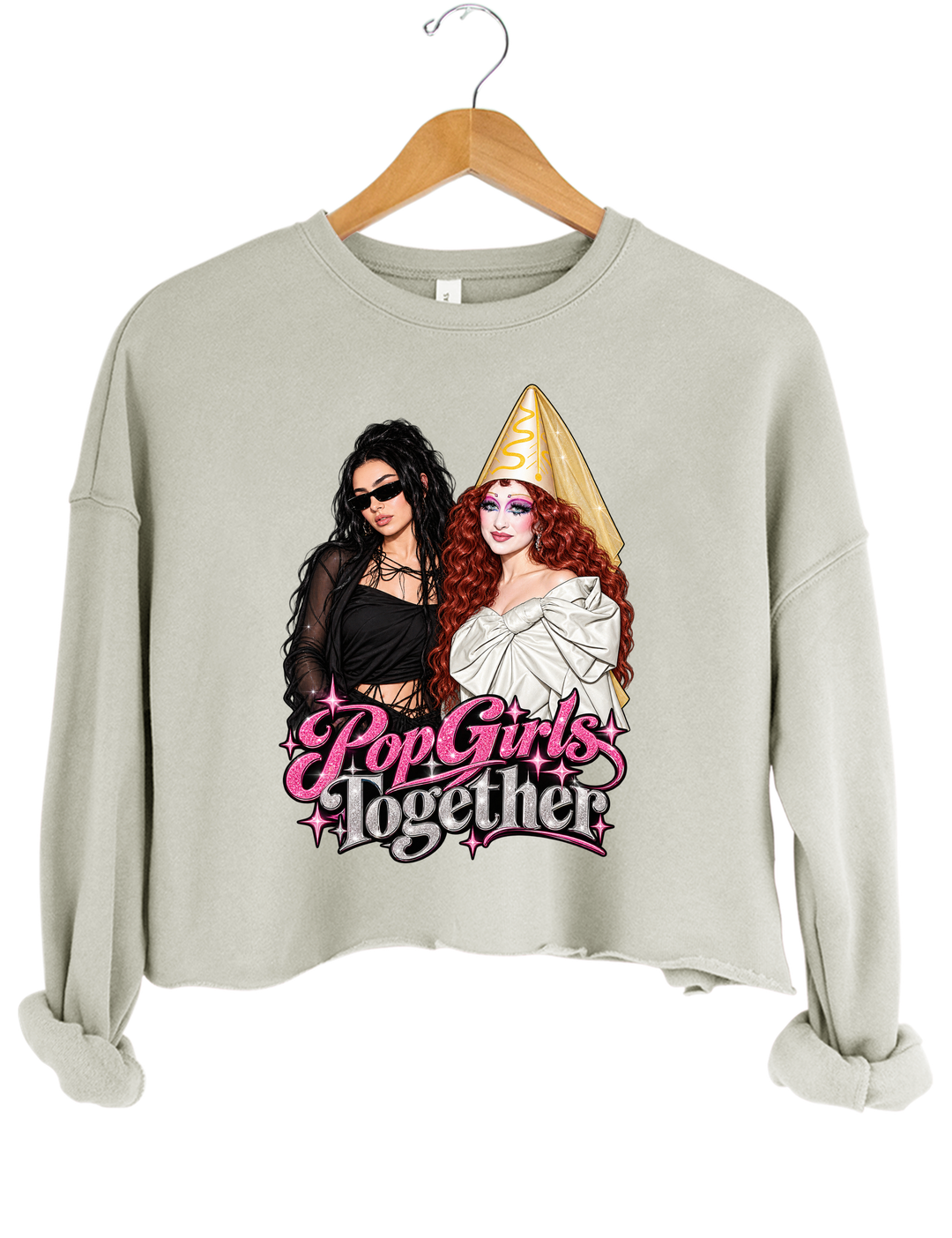 Pop Girls Together Crop Sweatshirt - Gray