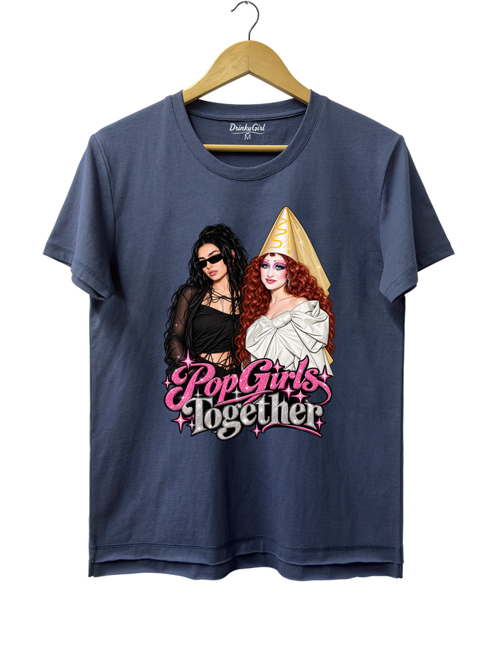 Pop Girls Together Tee - Navy Blue