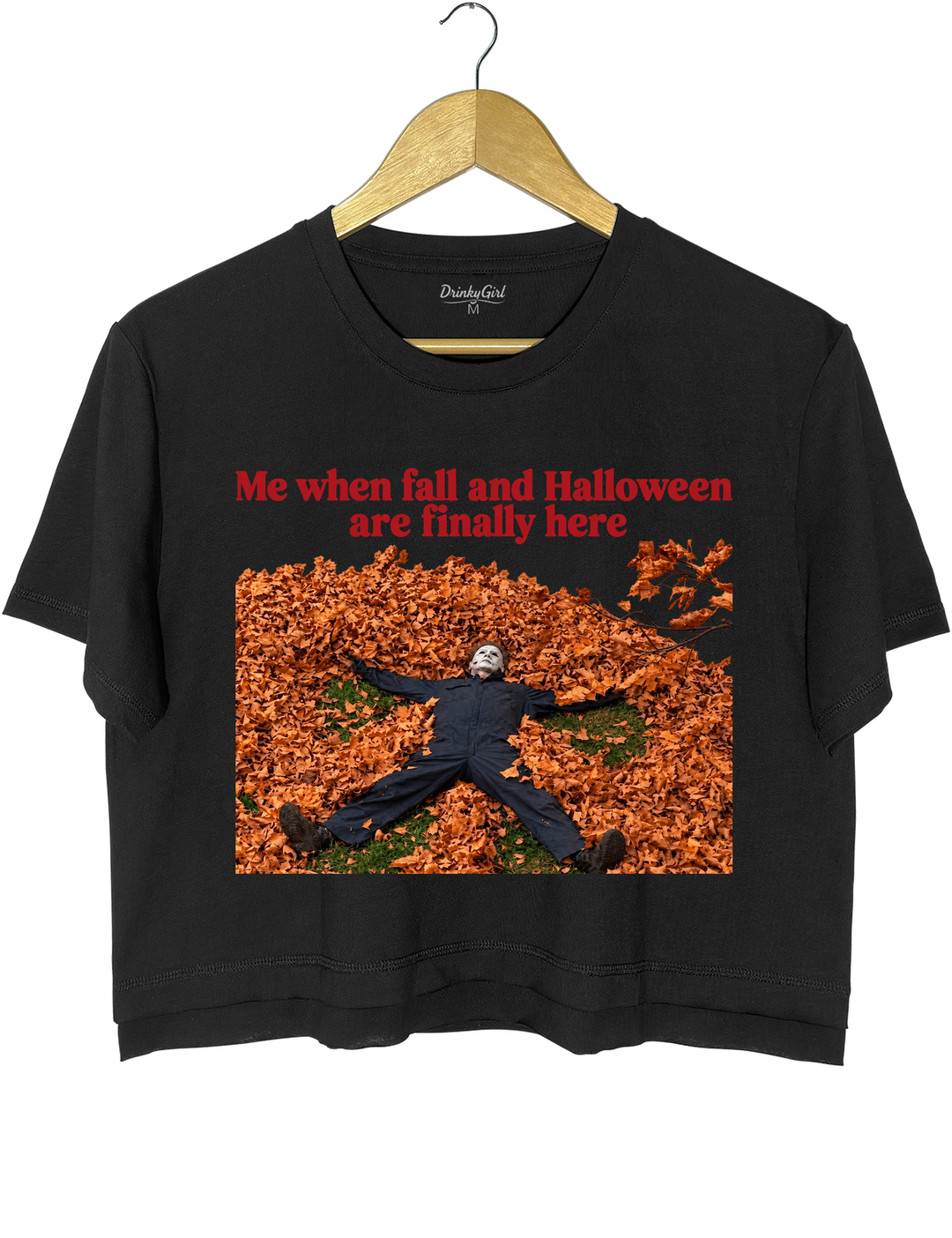 Me When Fall and Halloween Are Finally Here Crop Top - Black