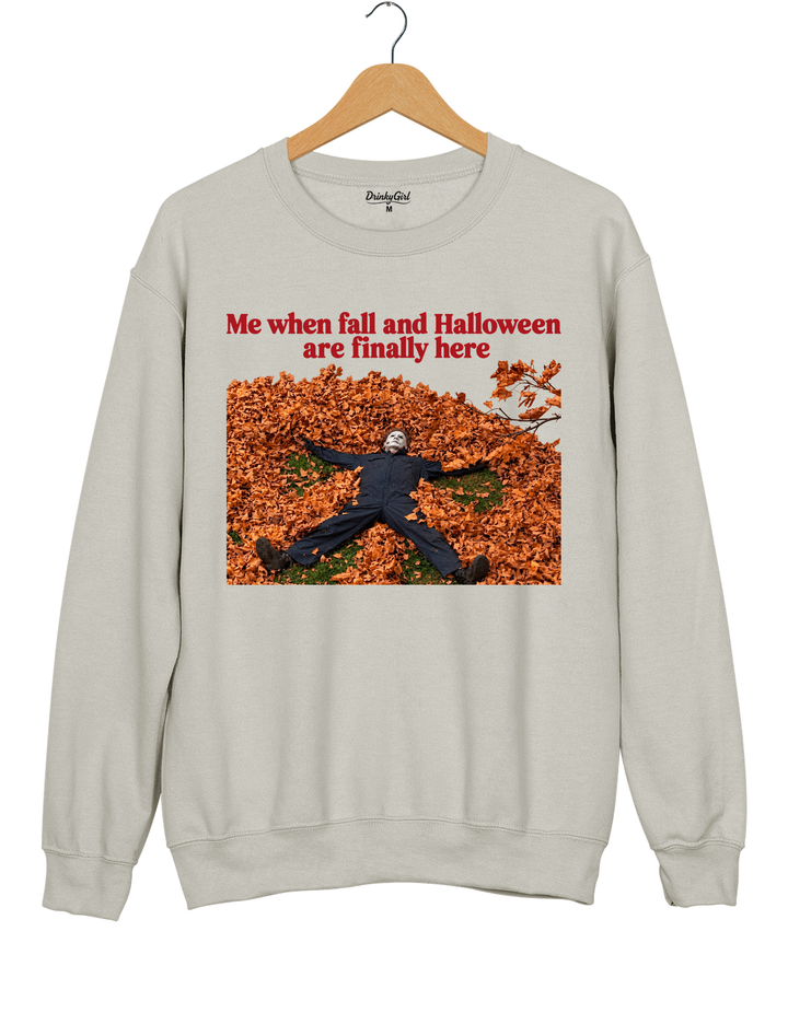 Me When Fall and Halloween Are Finally Here Sweatshirt - Gray