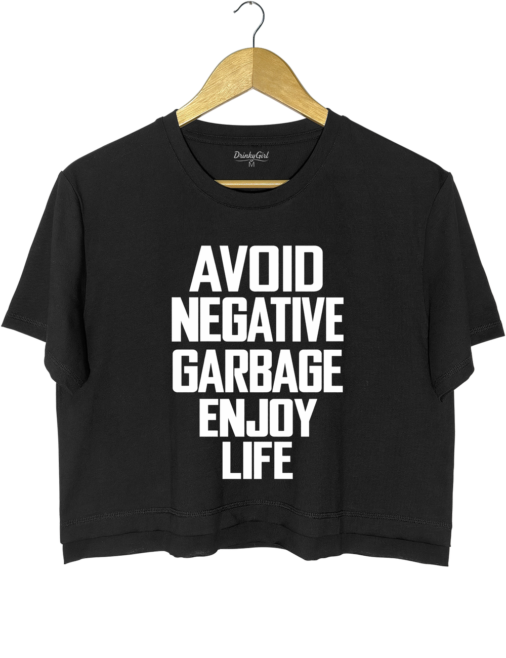 Avoid Negative Garbage Enjoy Life Crop Top - Black
