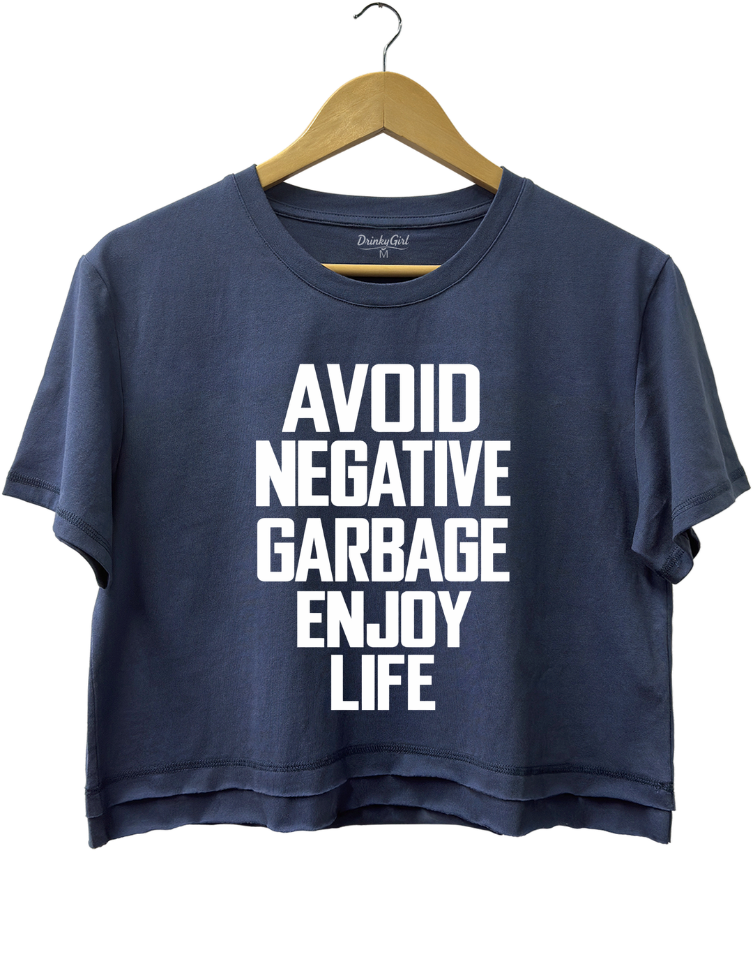 Avoid Negative Garbage Enjoy Life Crop Top - Navy Blue