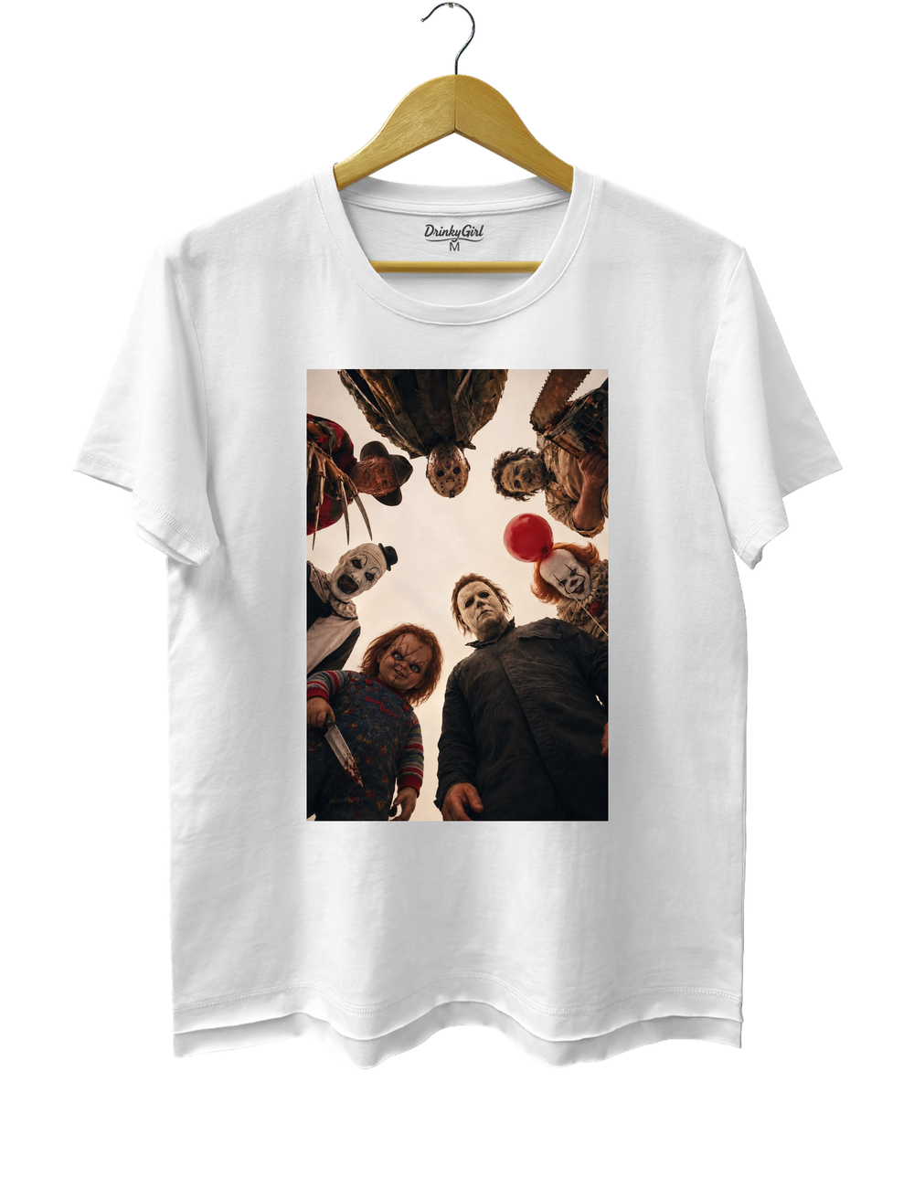 Horror Movie Icons Circle Group Portrait Tee - White