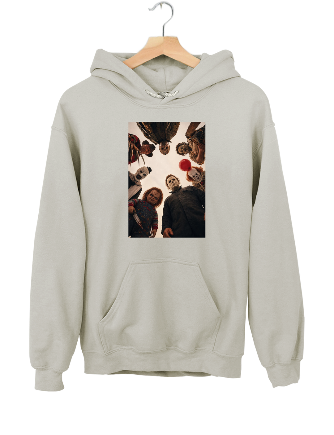 Horror Movie Icons Circle Group Portrait Hoodie - Gray