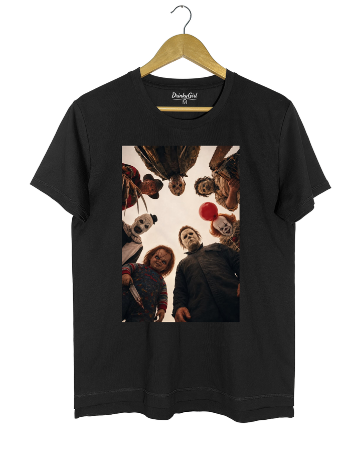Horror Movie Icons Circle Group Portrait Tee - Black