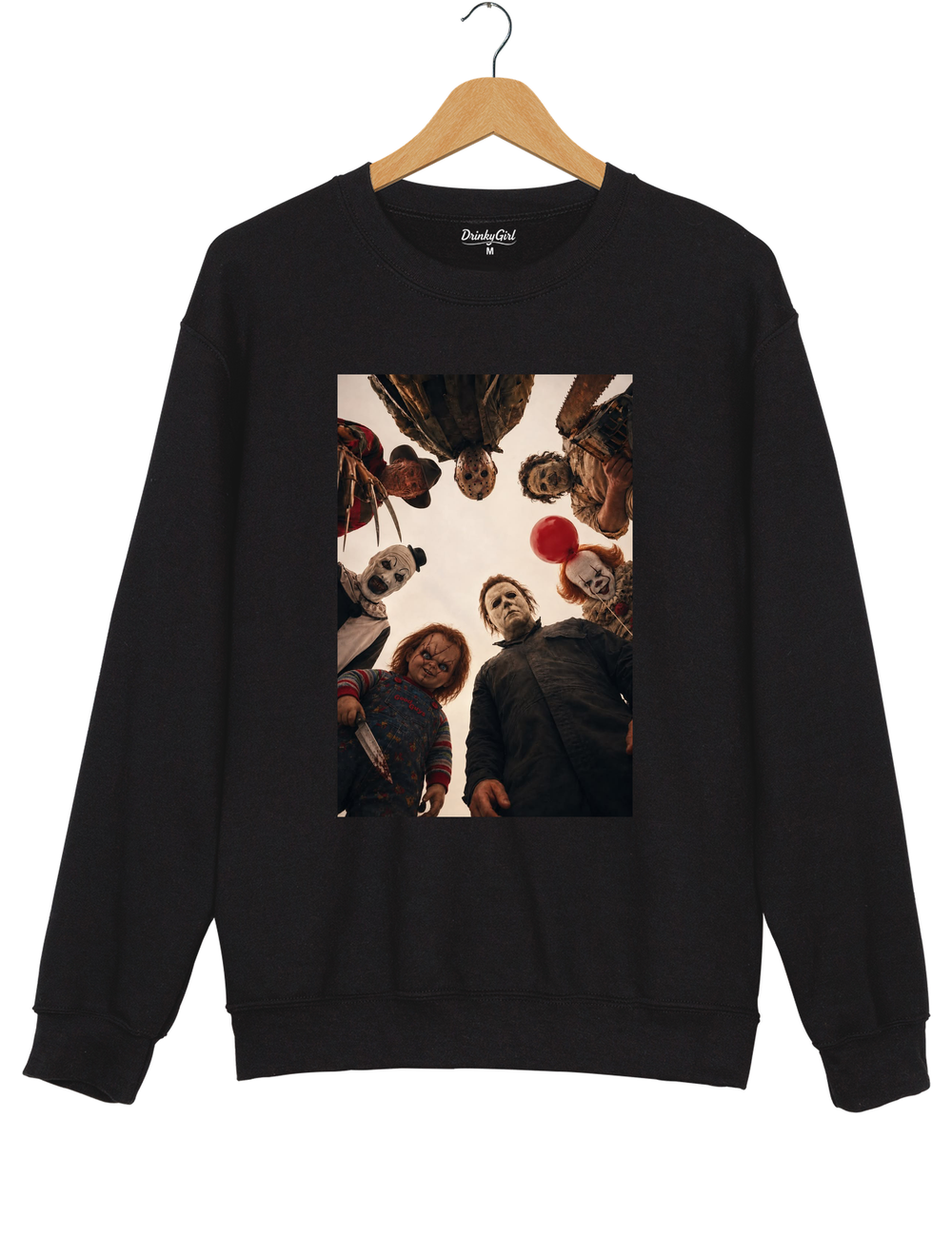 Horror Movie Icons Circle Group Portrait Sweatshirt - Black