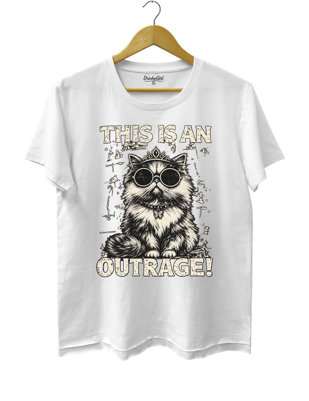 This Is an Outrage Princess Donut Vintage Cat Tee - White