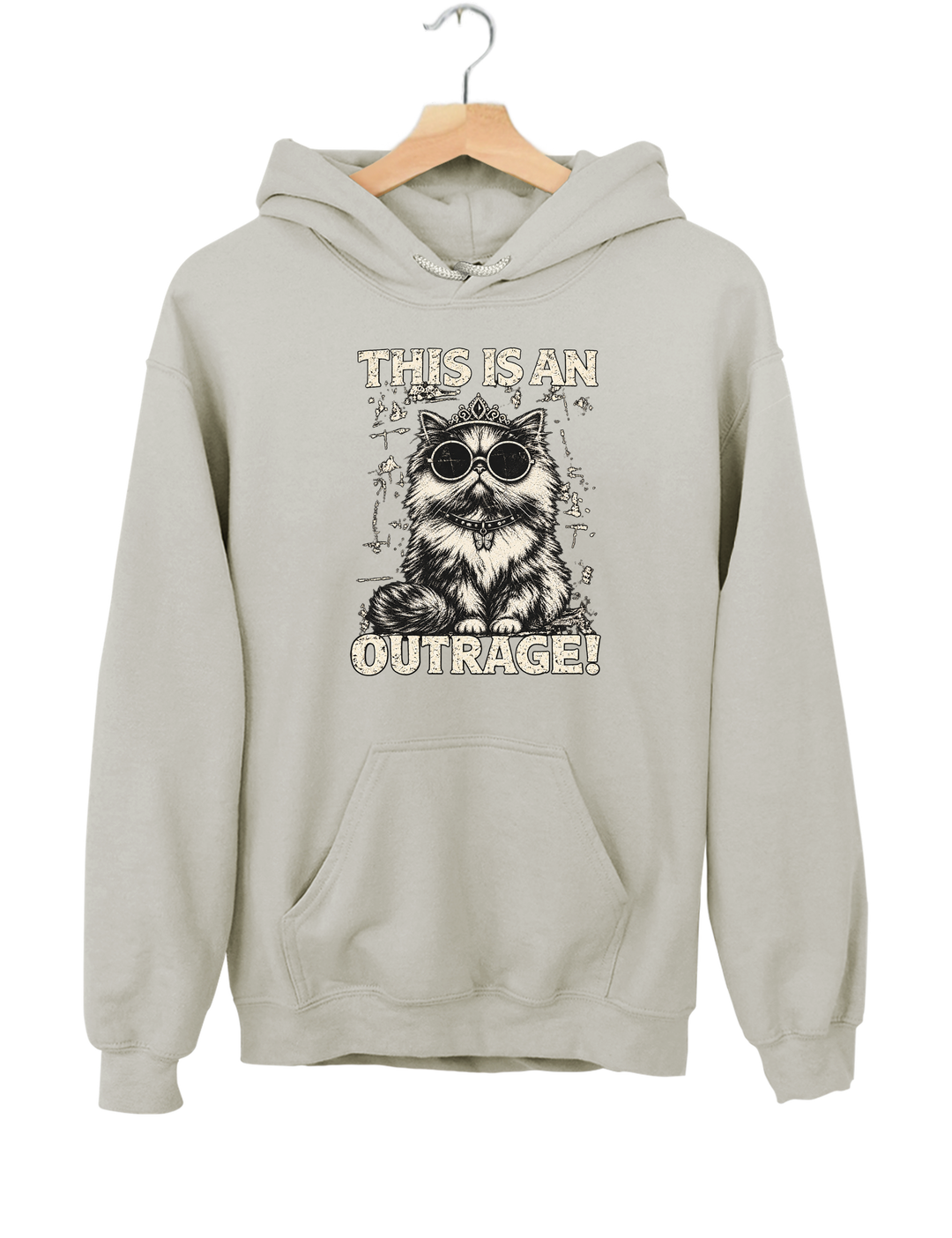 This Is an Outrage Princess Donut Vintage Cat Hoodie - Gray