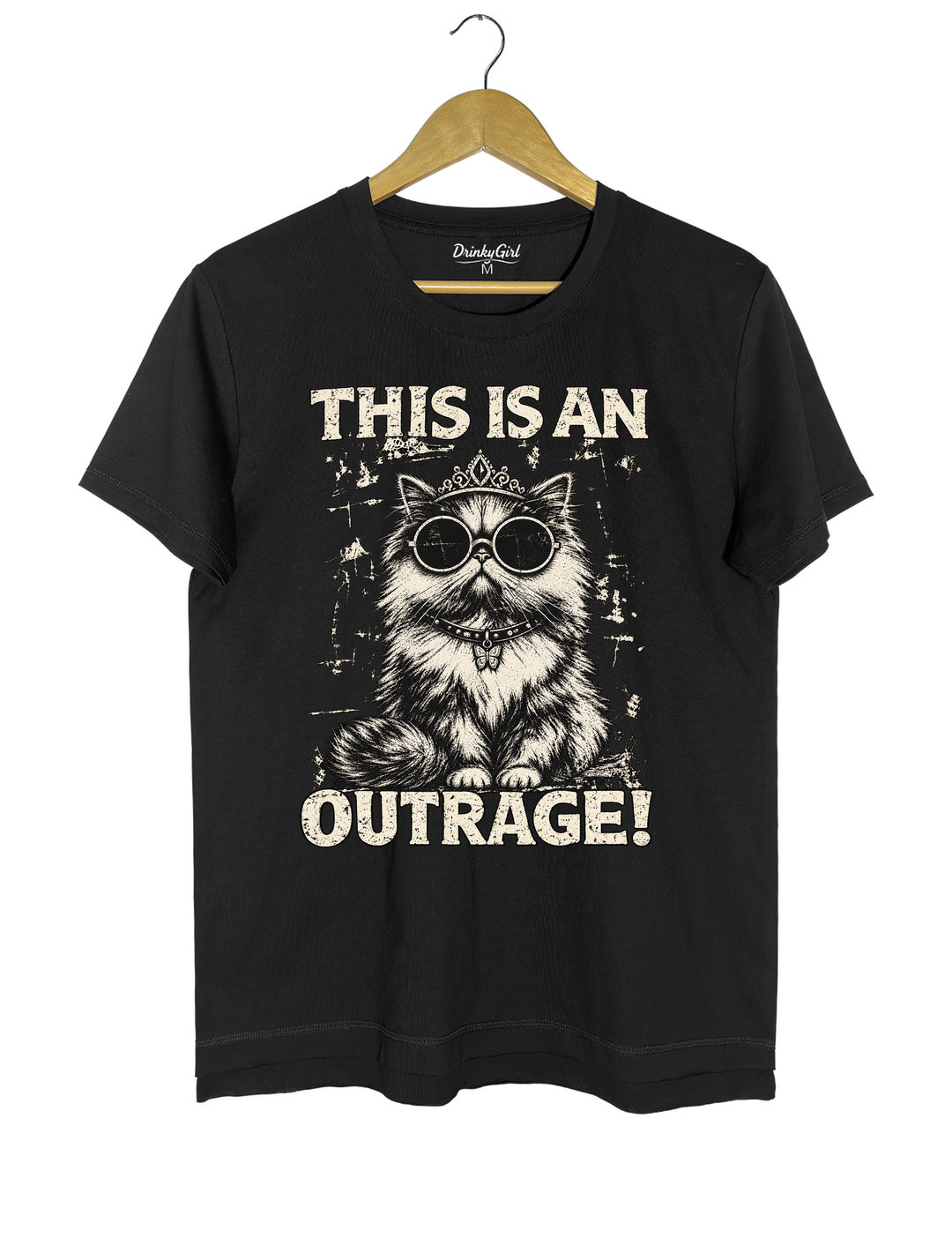 This Is an Outrage Princess Donut Vintage Cat Tee - Black
