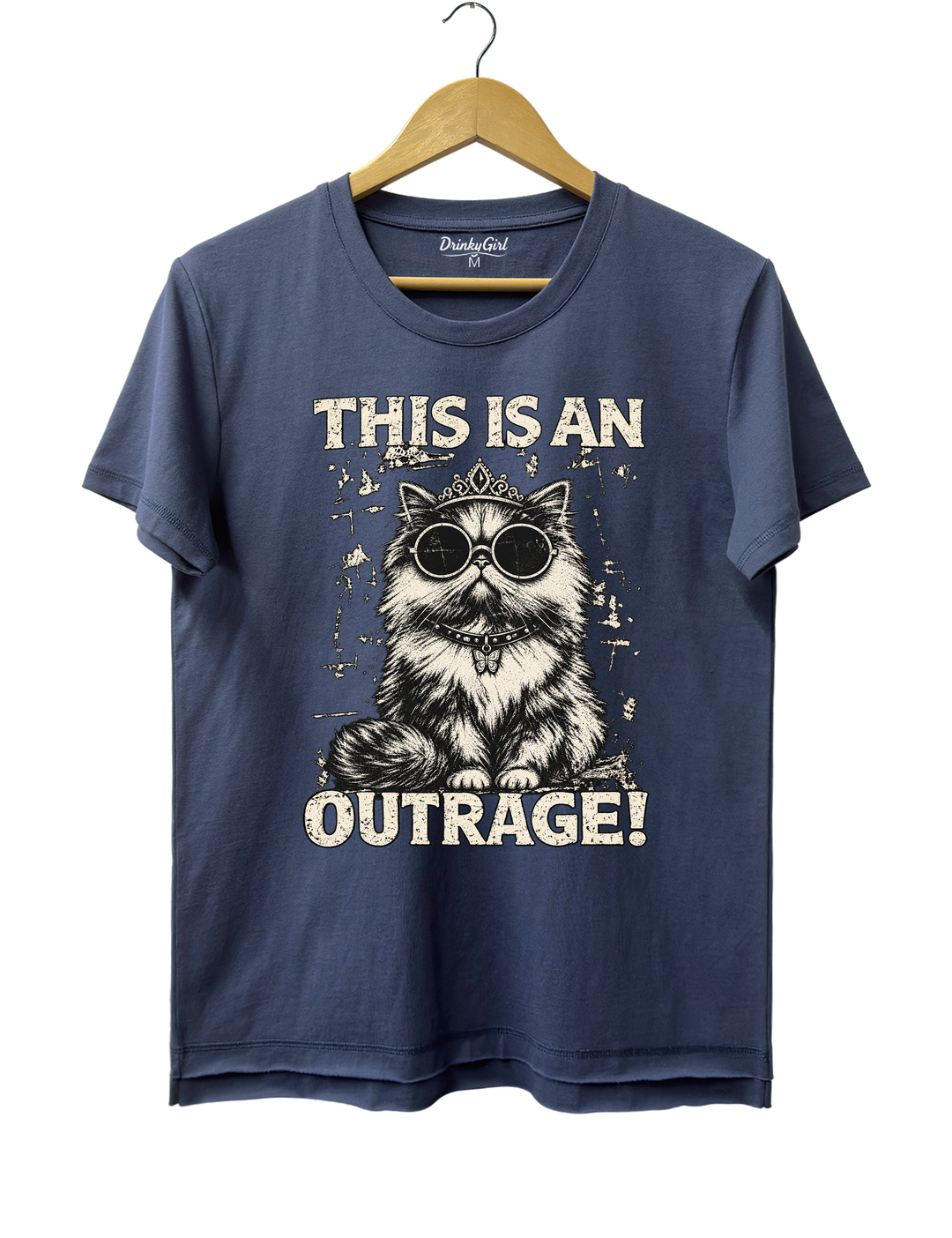 This Is an Outrage Princess Donut Vintage Cat Tee - Navy Blue