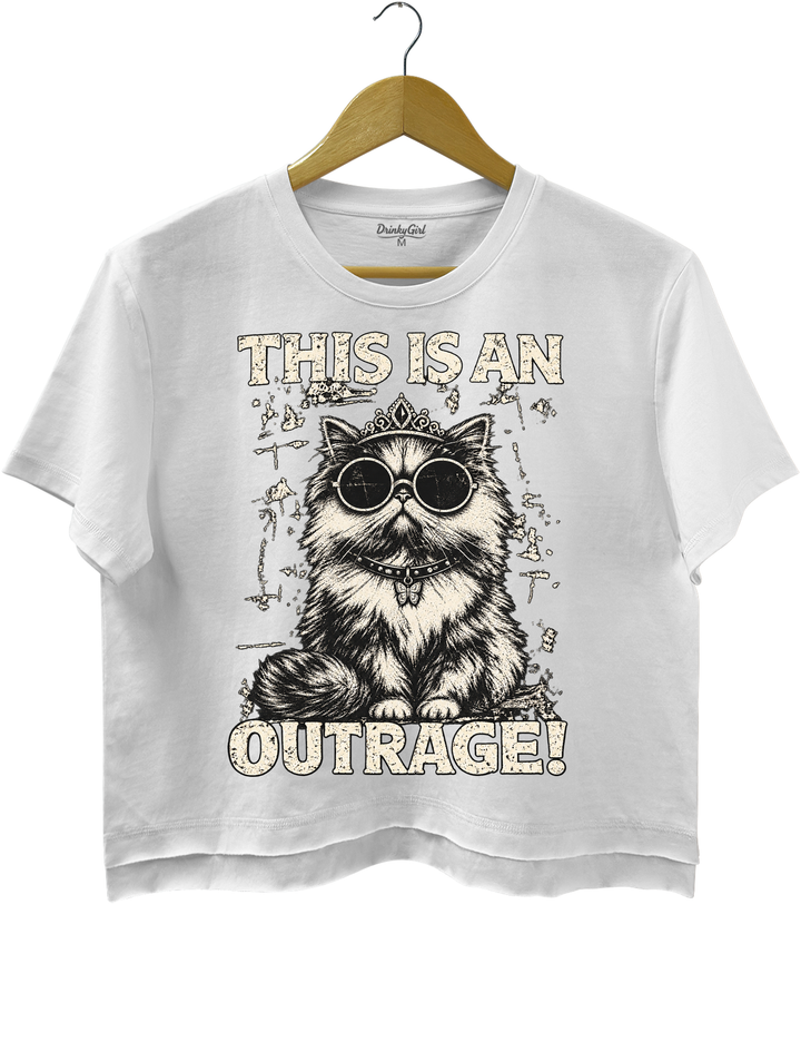 This Is an Outrage Princess Donut Vintage Cat Crop Top - White